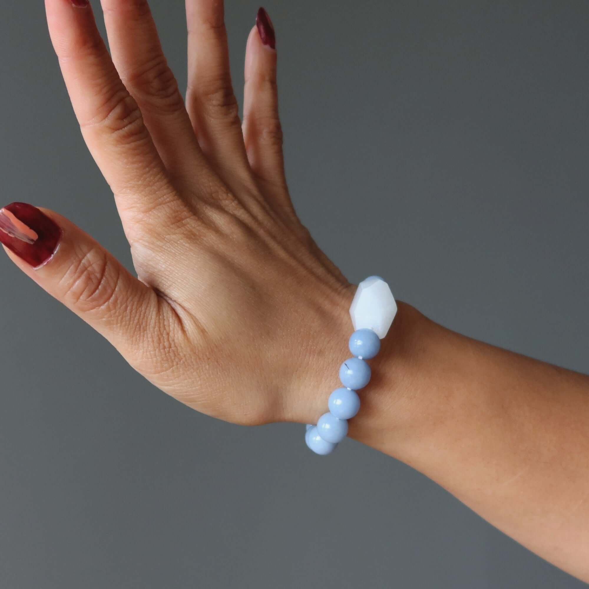 Angelite Bracelet & Hemimorphite Crystal Bead Divine Design