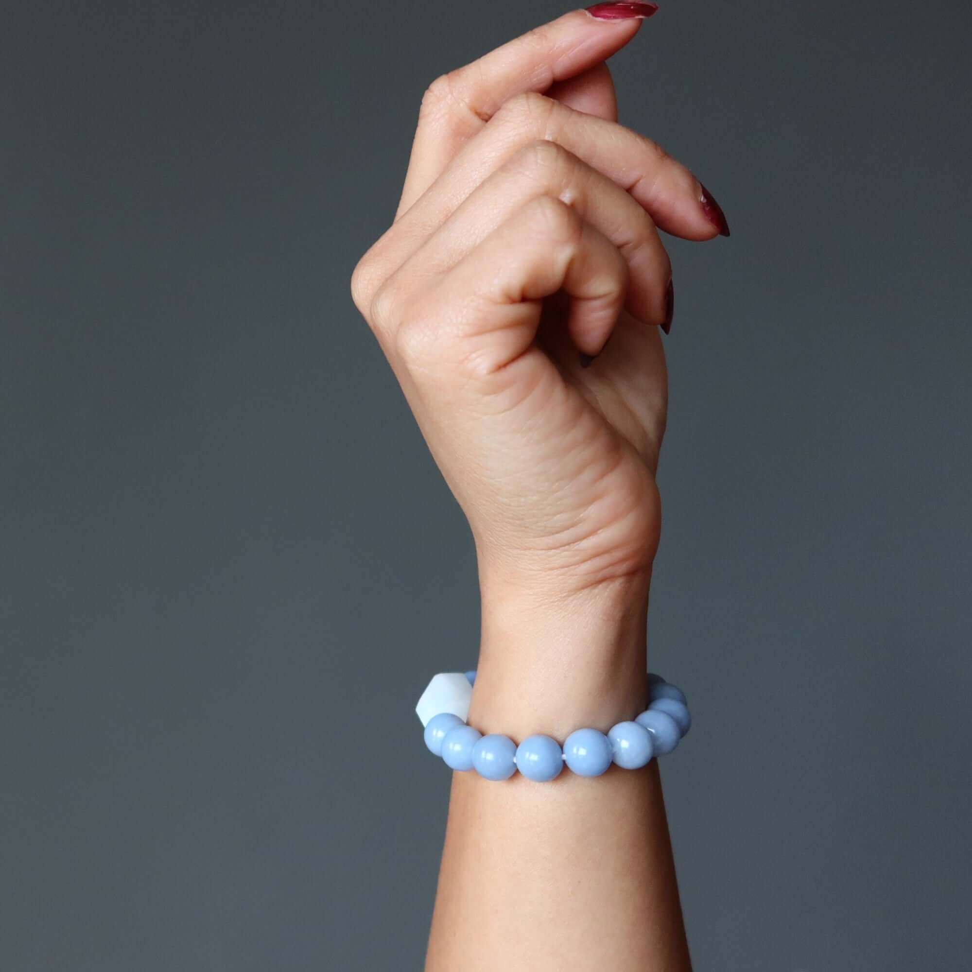 Angelite Bracelet & Hemimorphite Crystal Bead Divine Design