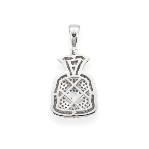 925 Silver Gold Plated Money Bag Dollar Sign Iced Pendant Emoji CZ Hip Hop