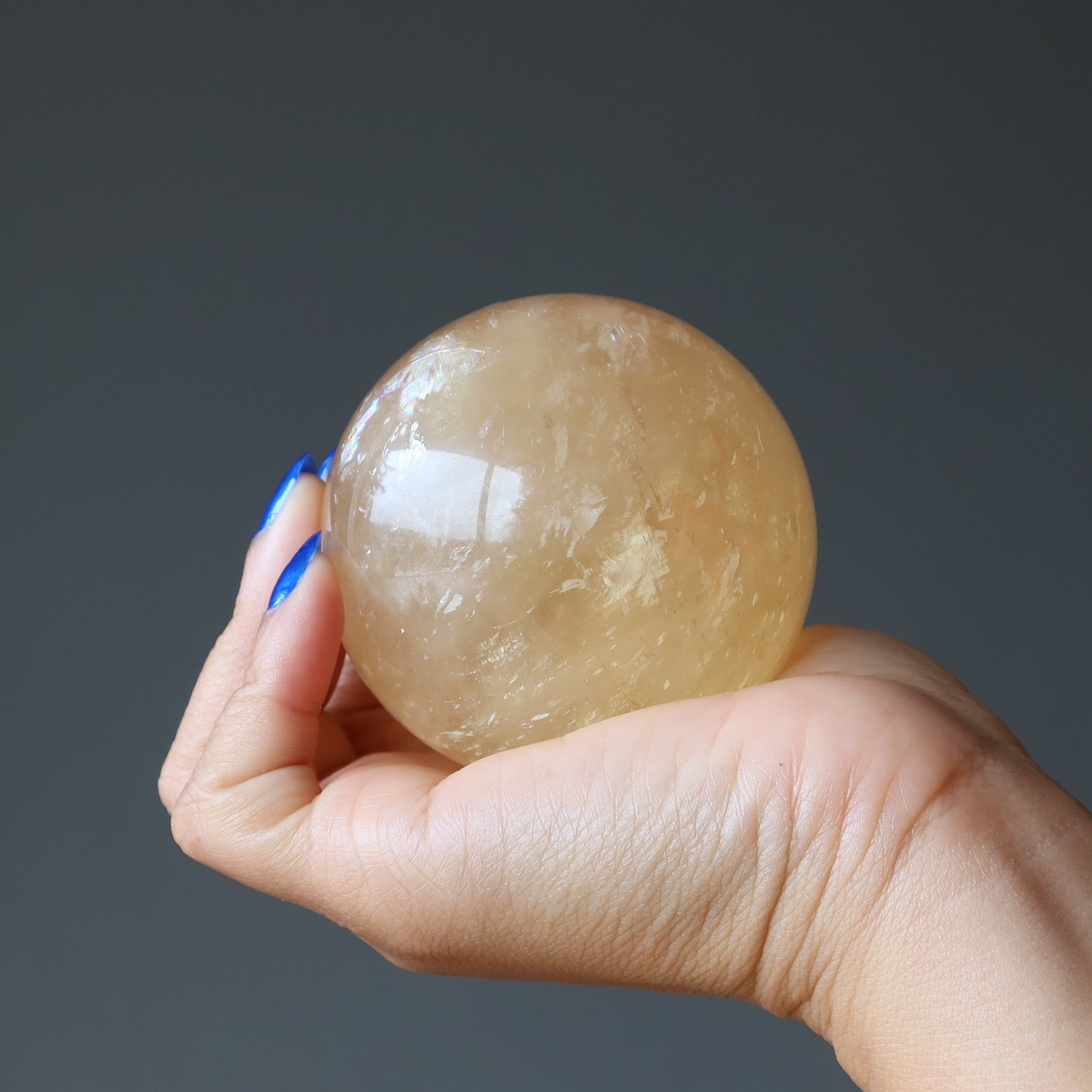 Honey Calcite Sphere Birds 'n Bees Crystal Ball