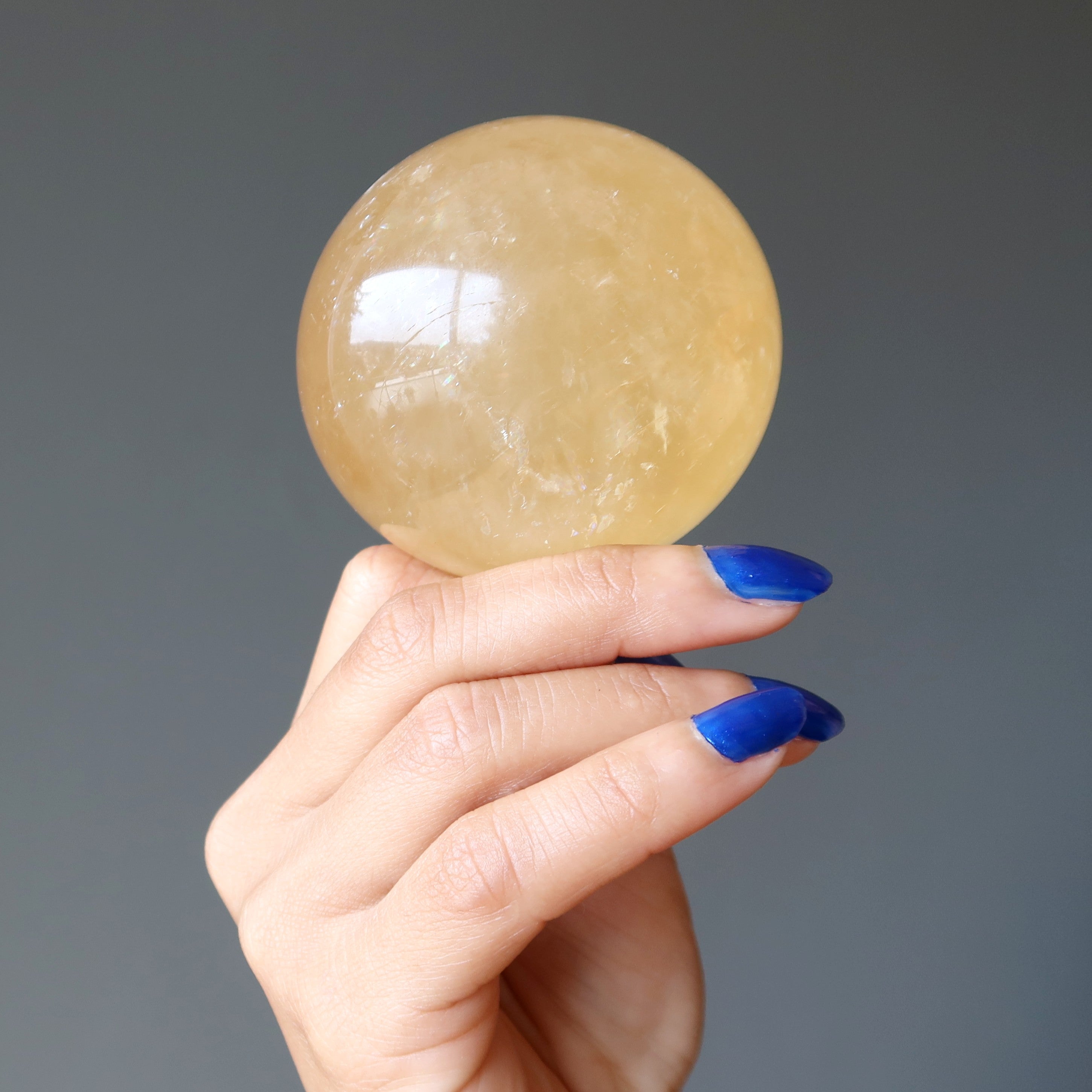 Honey Calcite Sphere Birds 'n Bees Crystal Ball