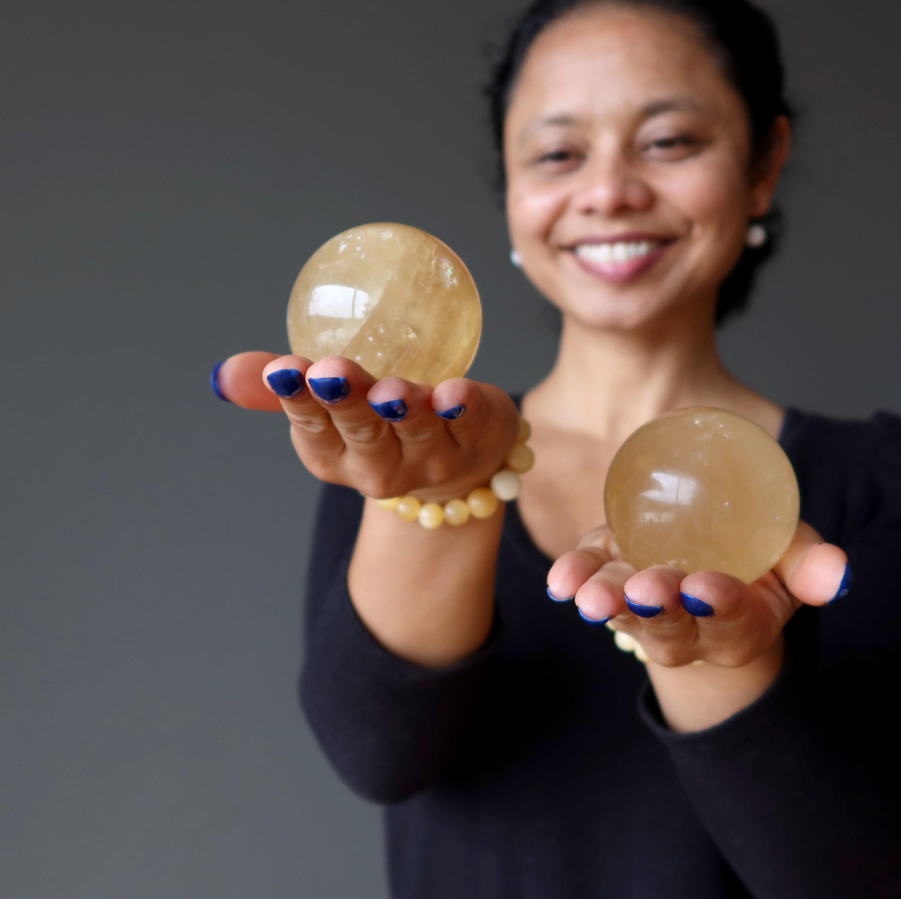 Honey Calcite Sphere Birds 'n Bees Crystal Ball