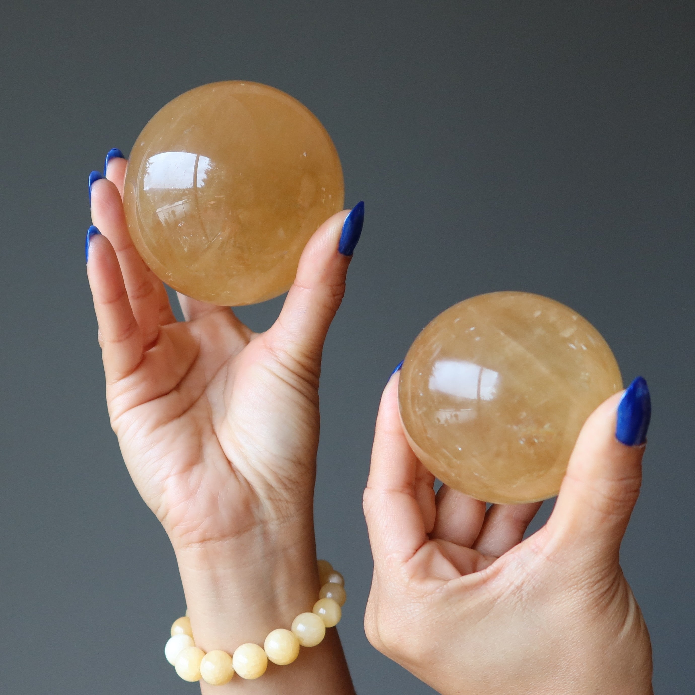 Honey Calcite Sphere Birds 'n Bees Crystal Ball