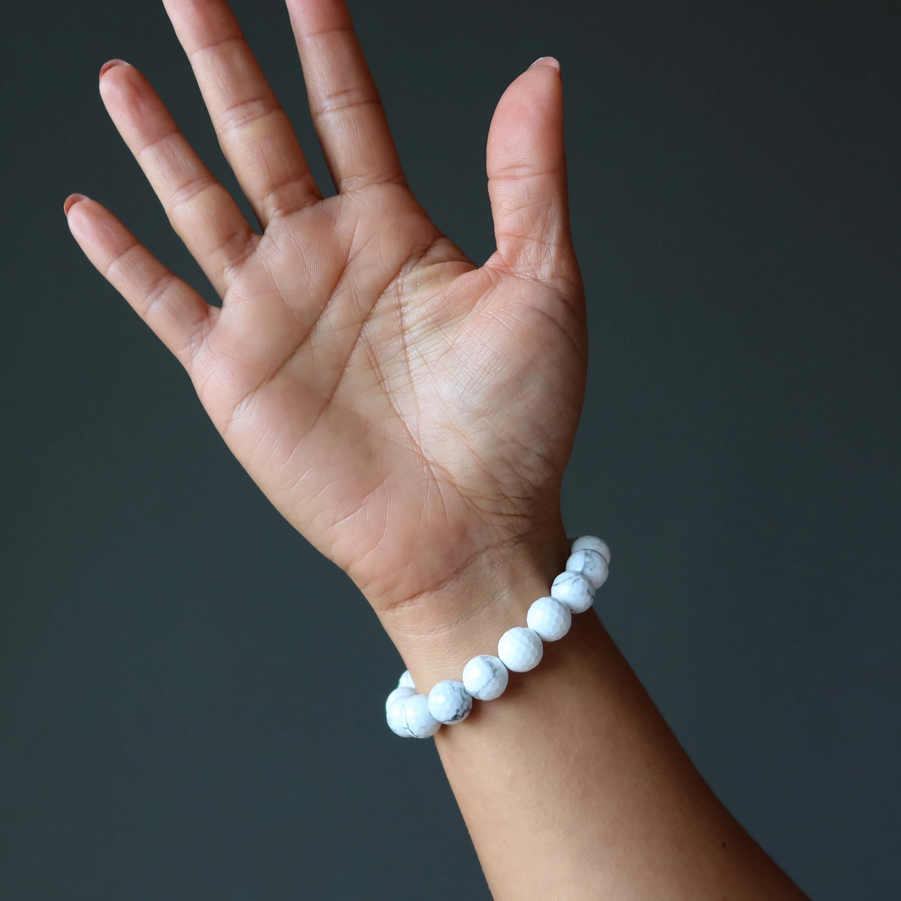 Howlite Bracelet White Faceted Gemstone Eternal Evolution