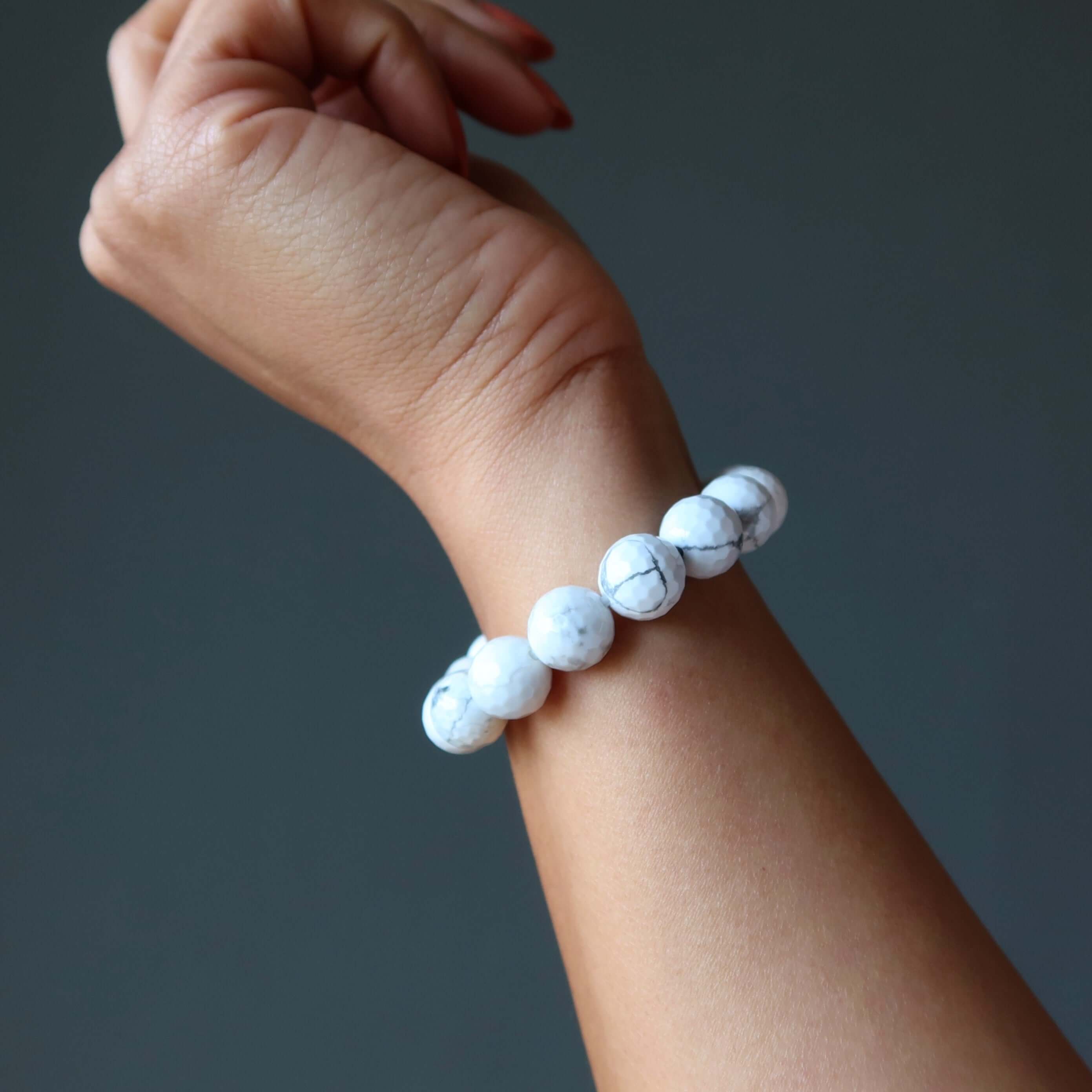 Howlite Bracelet White Faceted Gemstone Eternal Evolution
