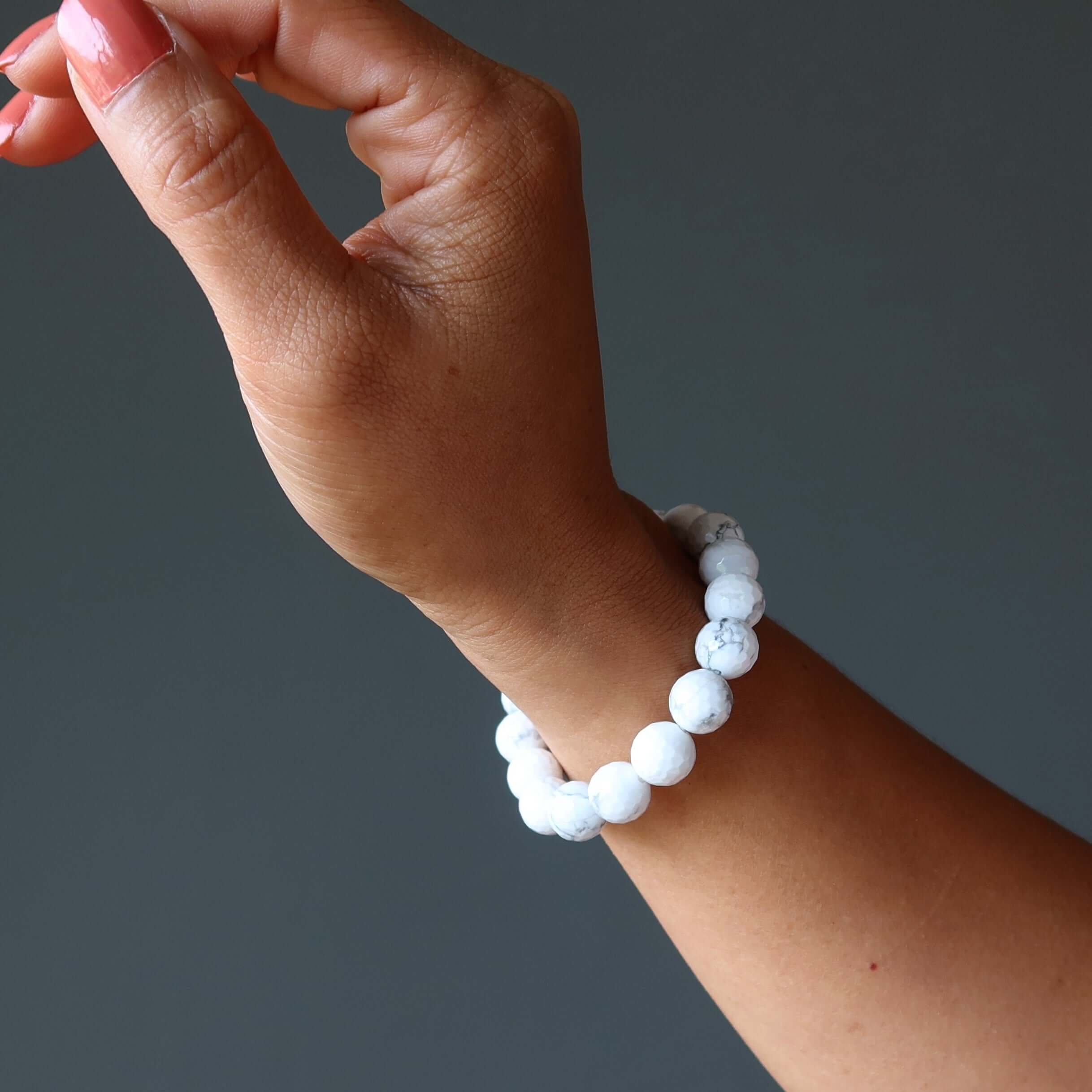 Howlite Bracelet White Faceted Gemstone Eternal Evolution