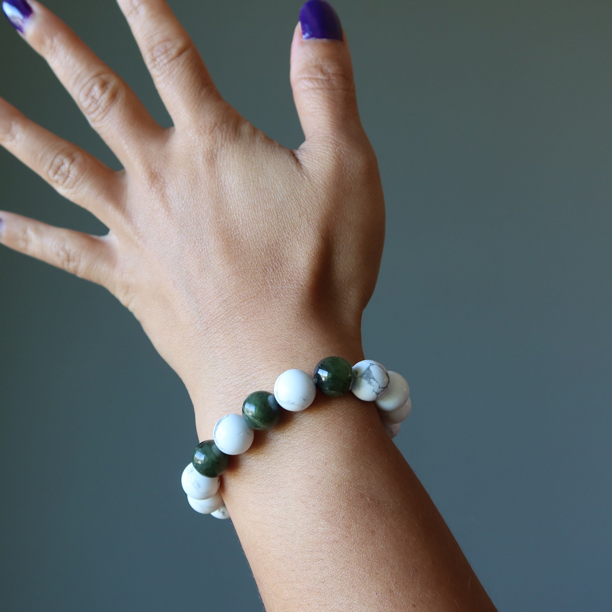 Howlite Bracelet & Green Jade Gemstone Money Mindset Crystal