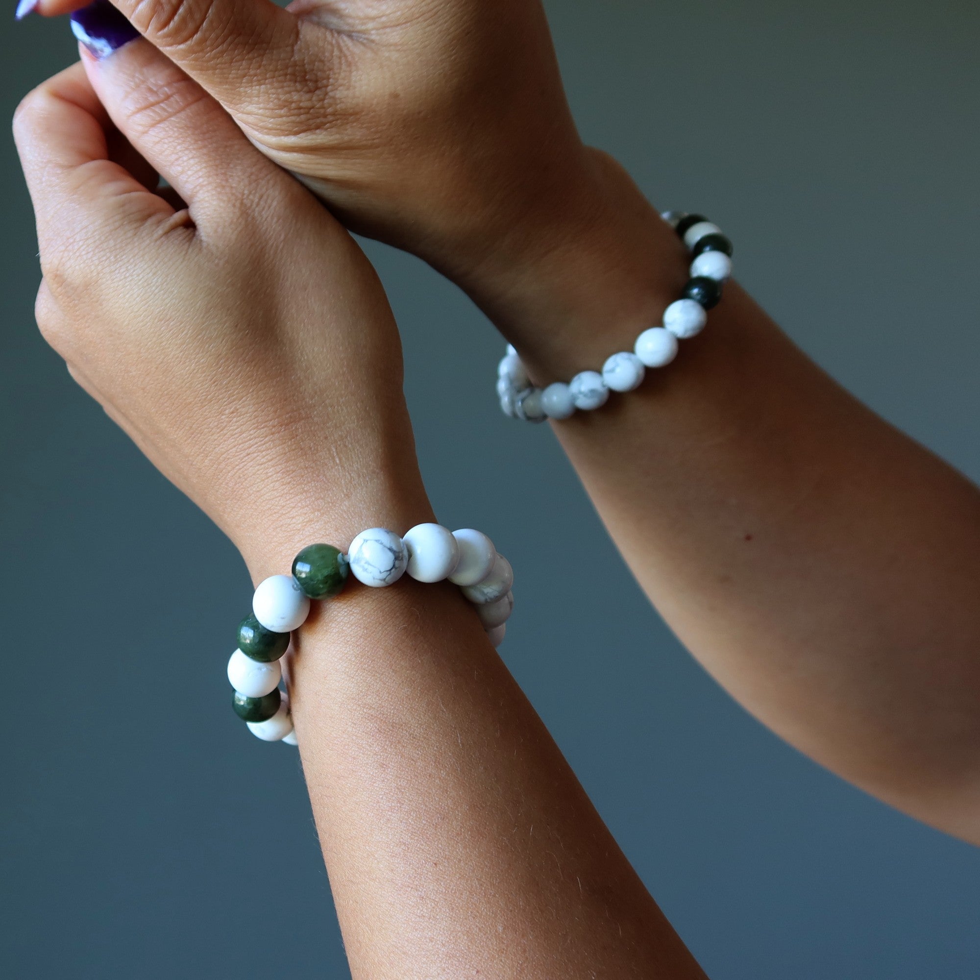 Howlite Bracelet & Green Jade Gemstone Money Mindset Crystal