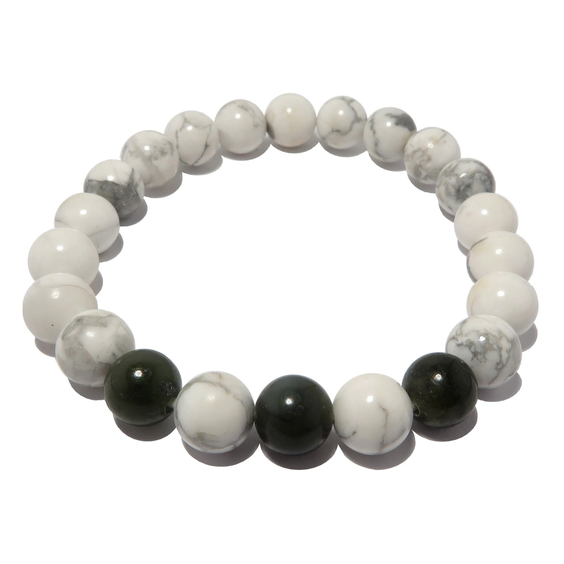 Howlite Bracelet & Green Jade Gemstone Money Mindset Crystal
