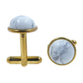 Howlite Cufflinks White Stones Creativity Gold