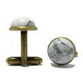 Boutons de manchette Howlite Blanc Bronze Antique Nostalgique
