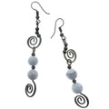 Boucles d'oreilles en howlite, gemme blanche, Spirale de paix