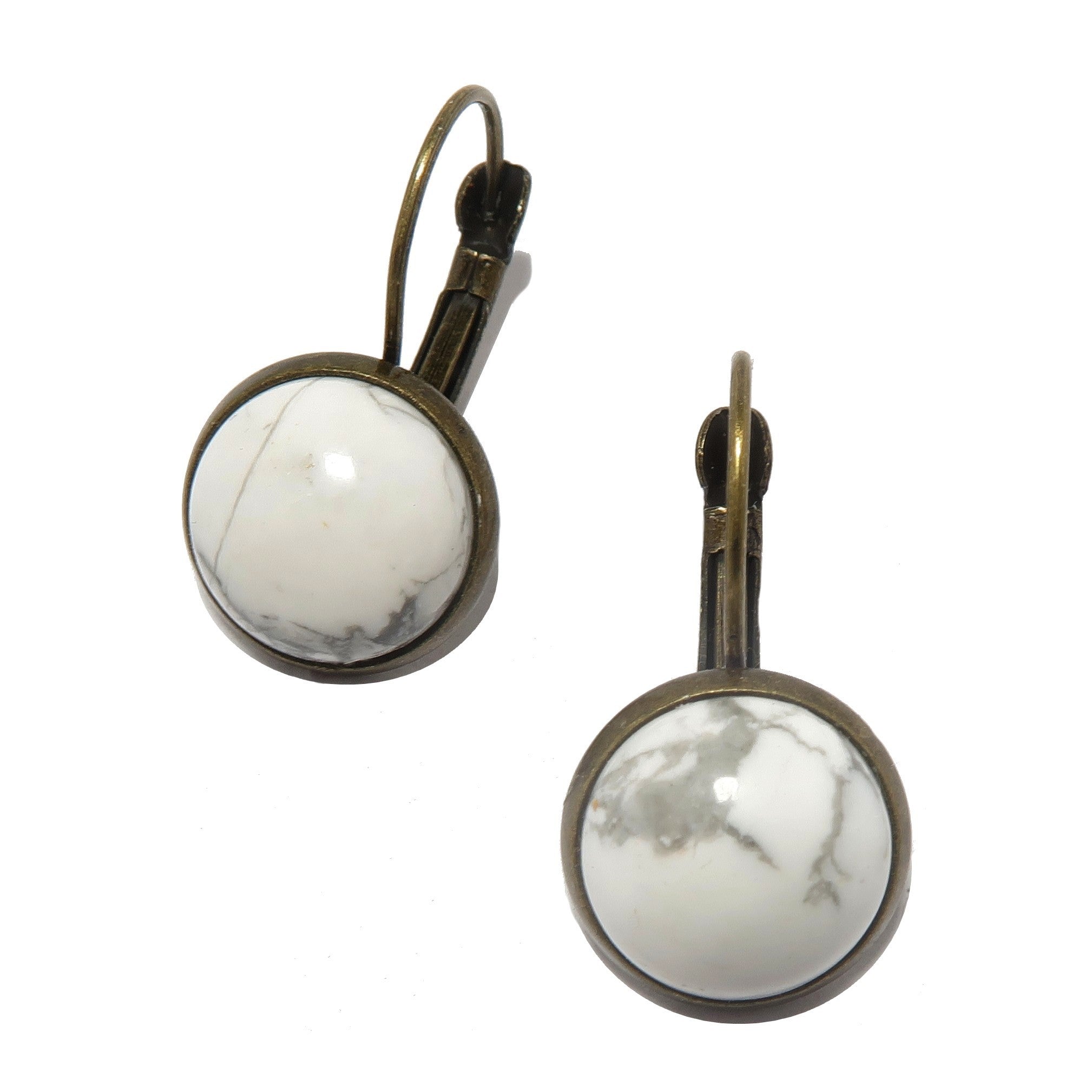 Howlite Earrings Inner Peace Gems Bronze Leverback