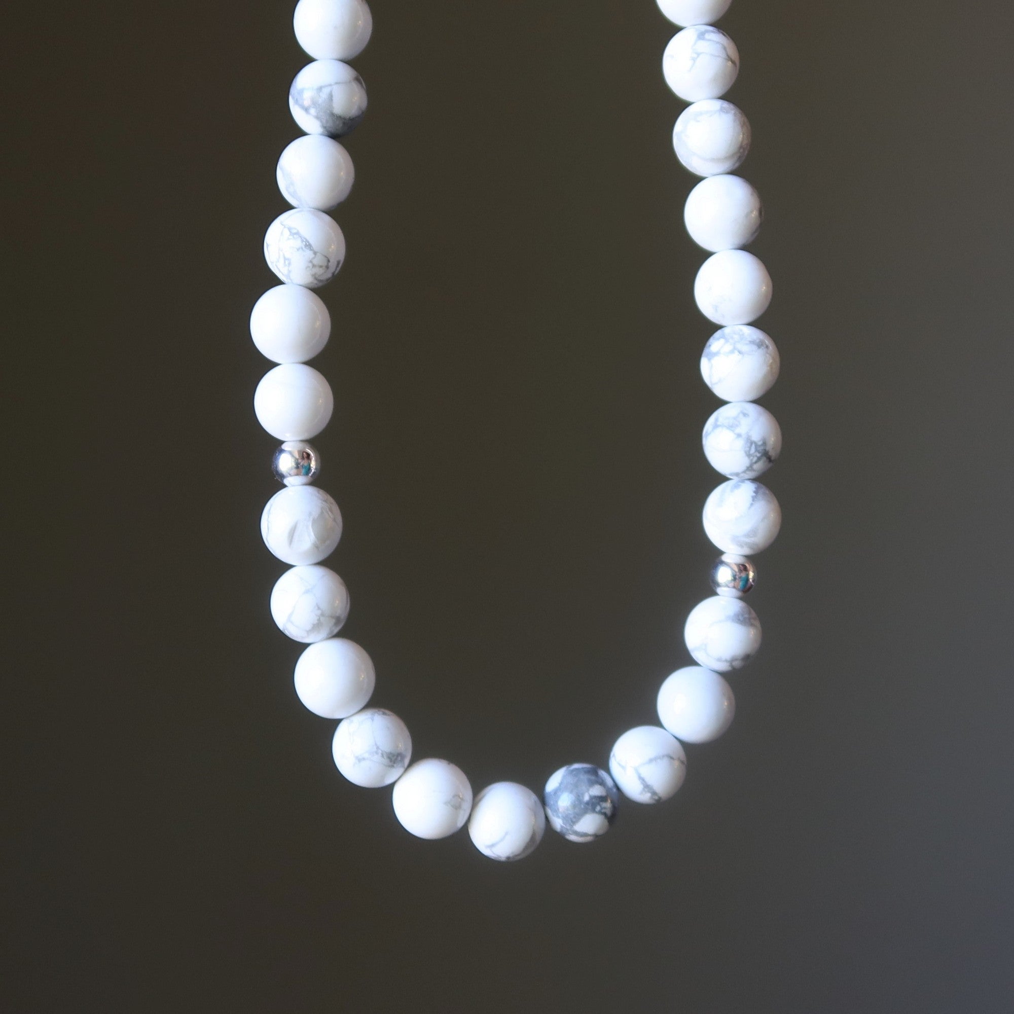 Howlite Necklace White Beaded Aura Gems