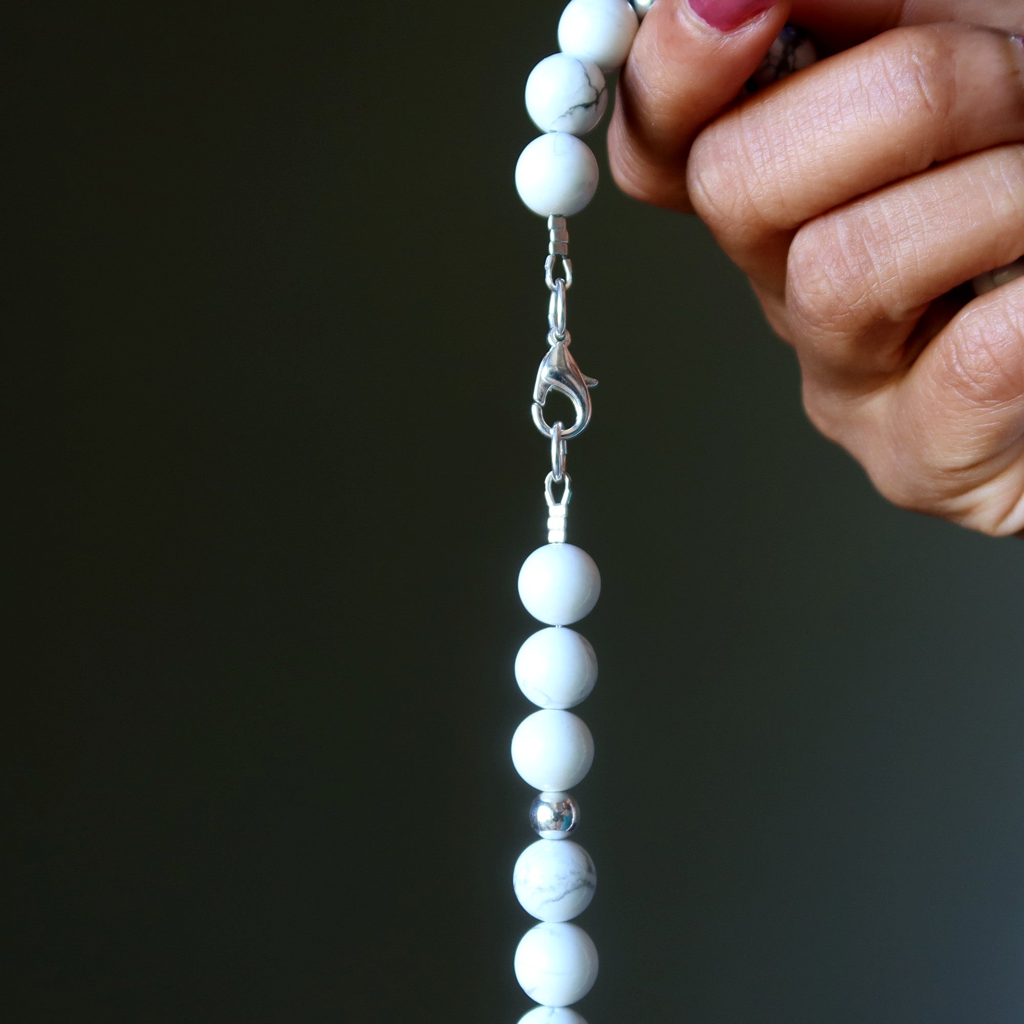 Howlite Necklace White Beaded Aura Gems