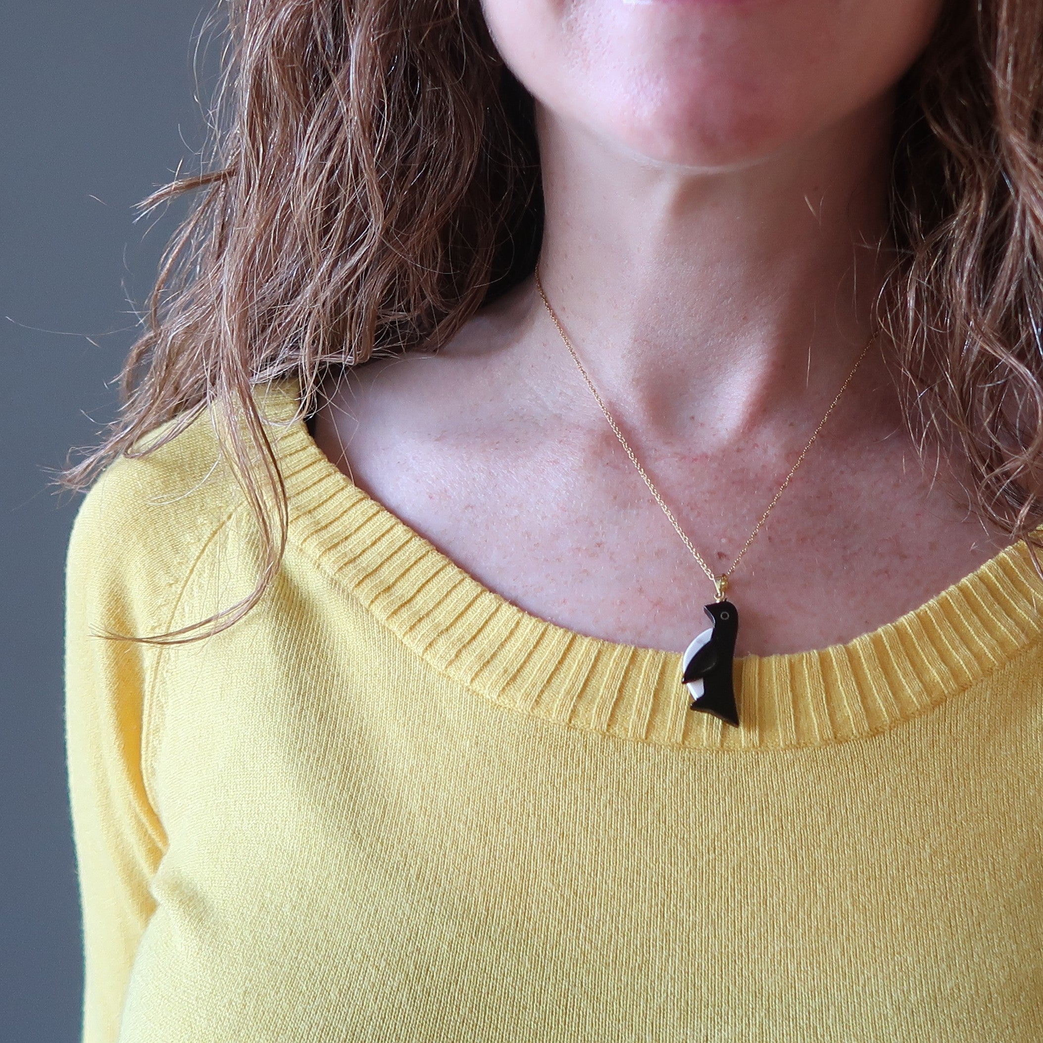 Onyx Necklace Howlite Penguin 14-Karat Gold