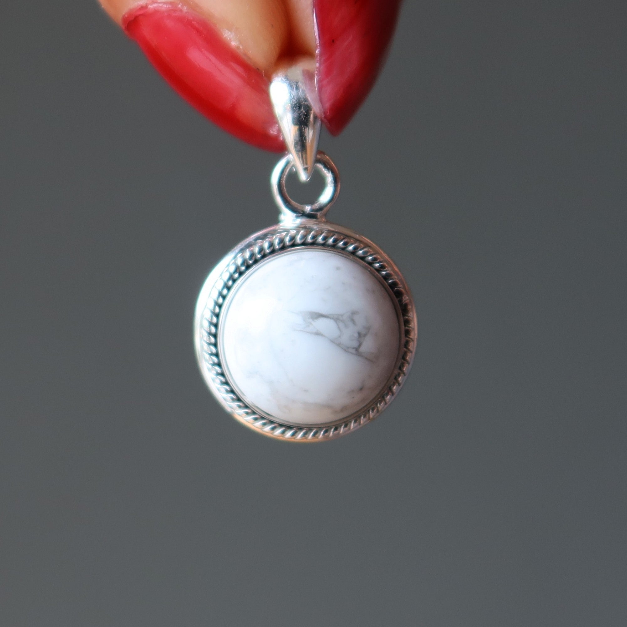 Howlite Pendant Cute White Spot Sterling Silver