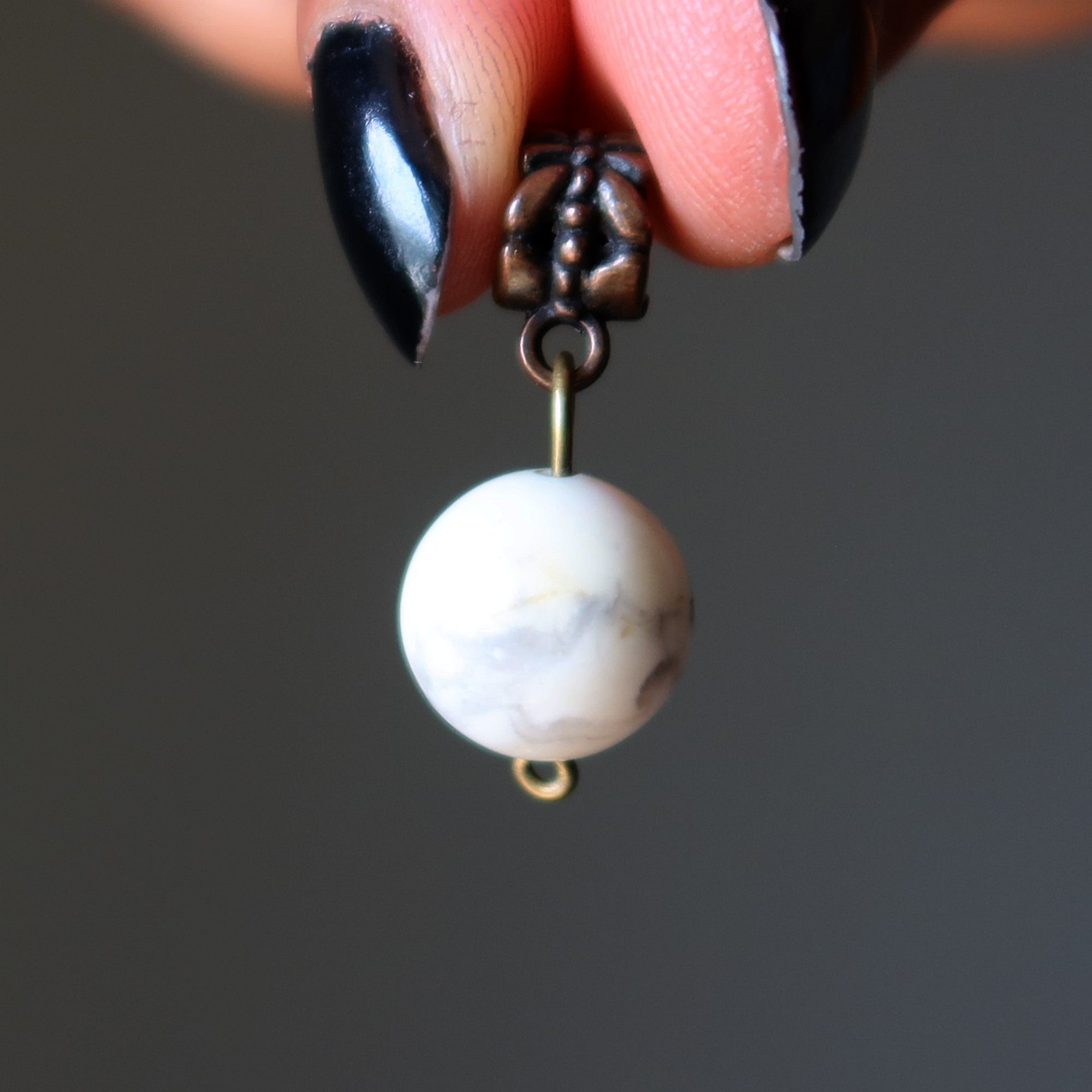 Howlite Pendant Cute as a Button Antique Copper