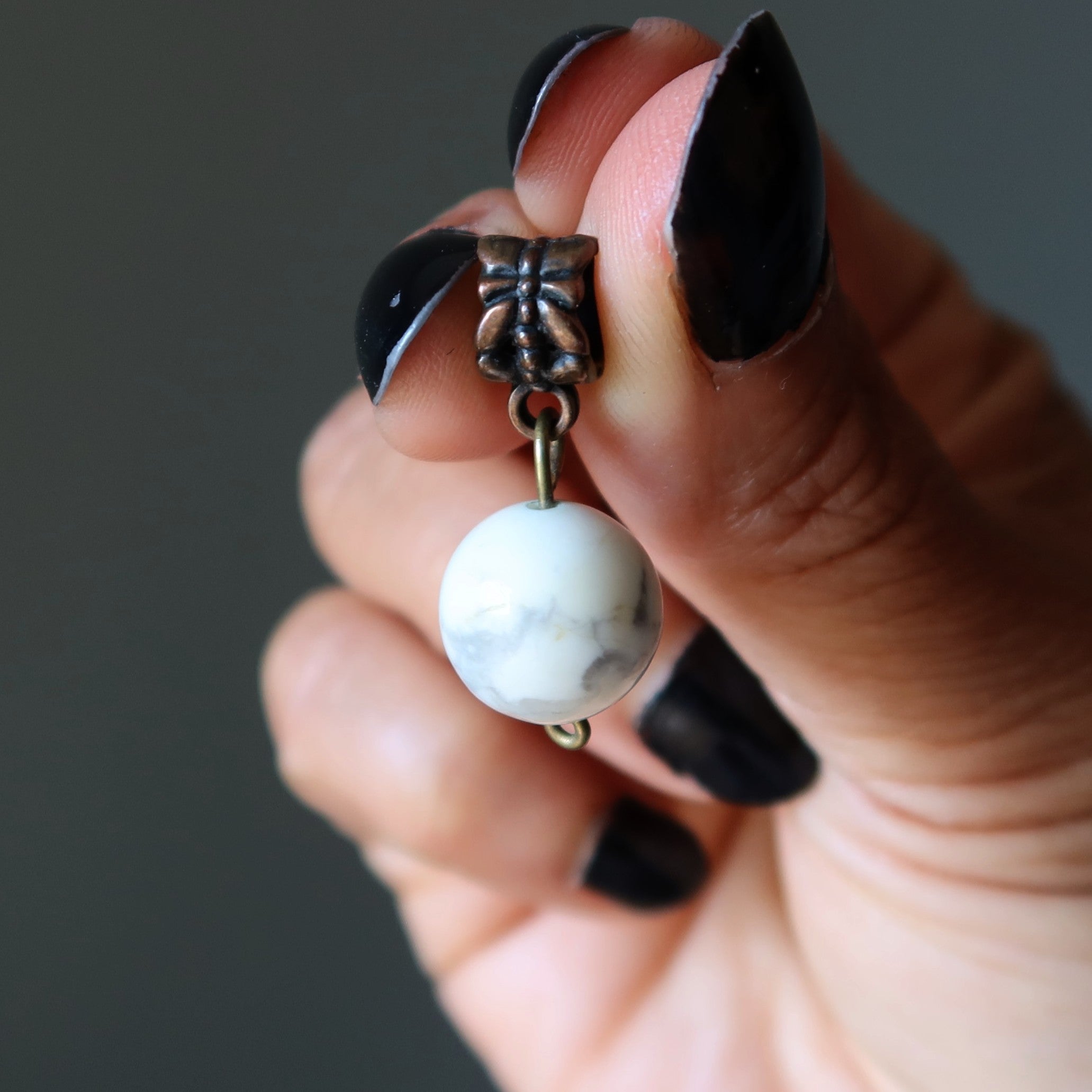 Howlite Pendant Cute as a Button Antique Copper