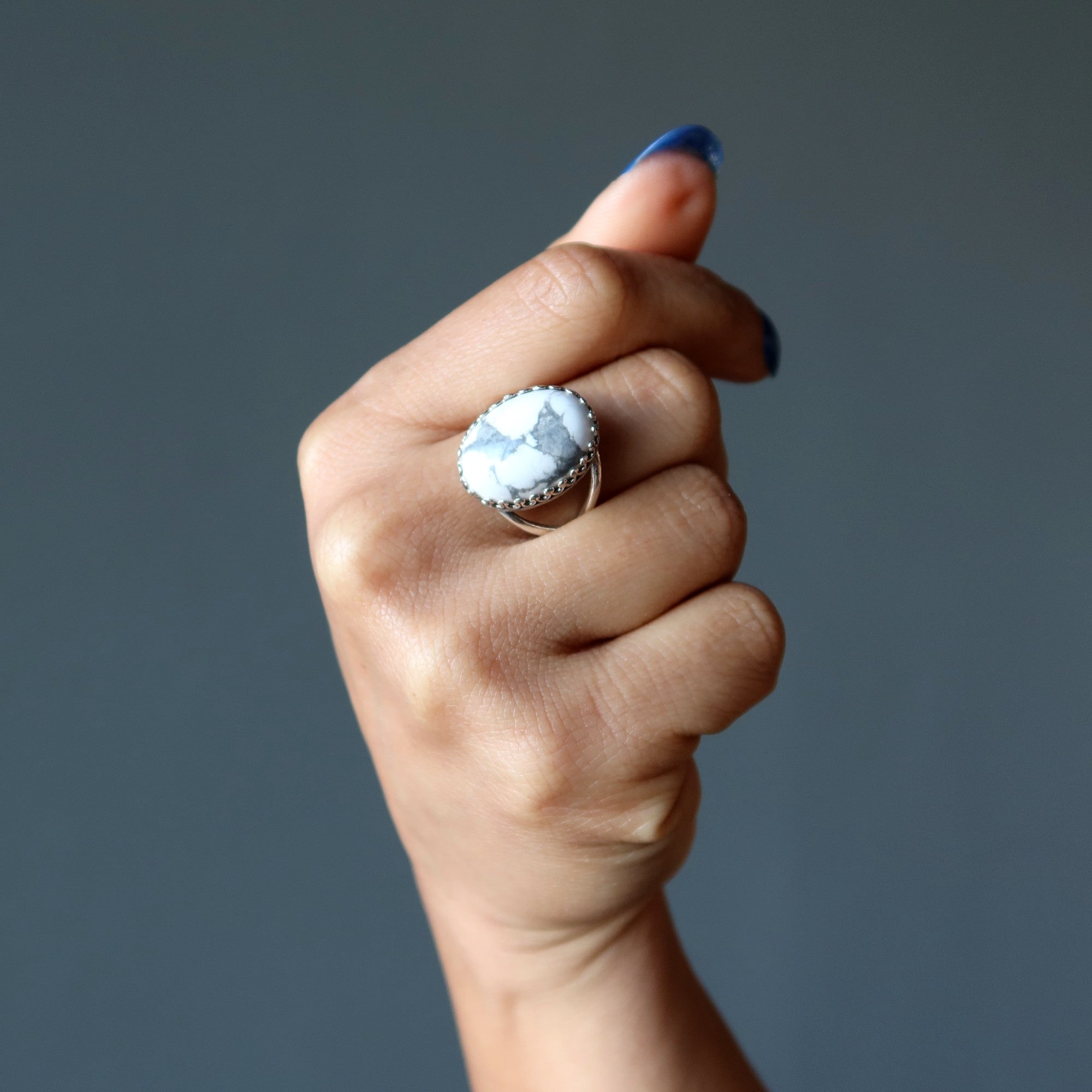 Howlite Ring White Spirit Sterling Silver Adjustable