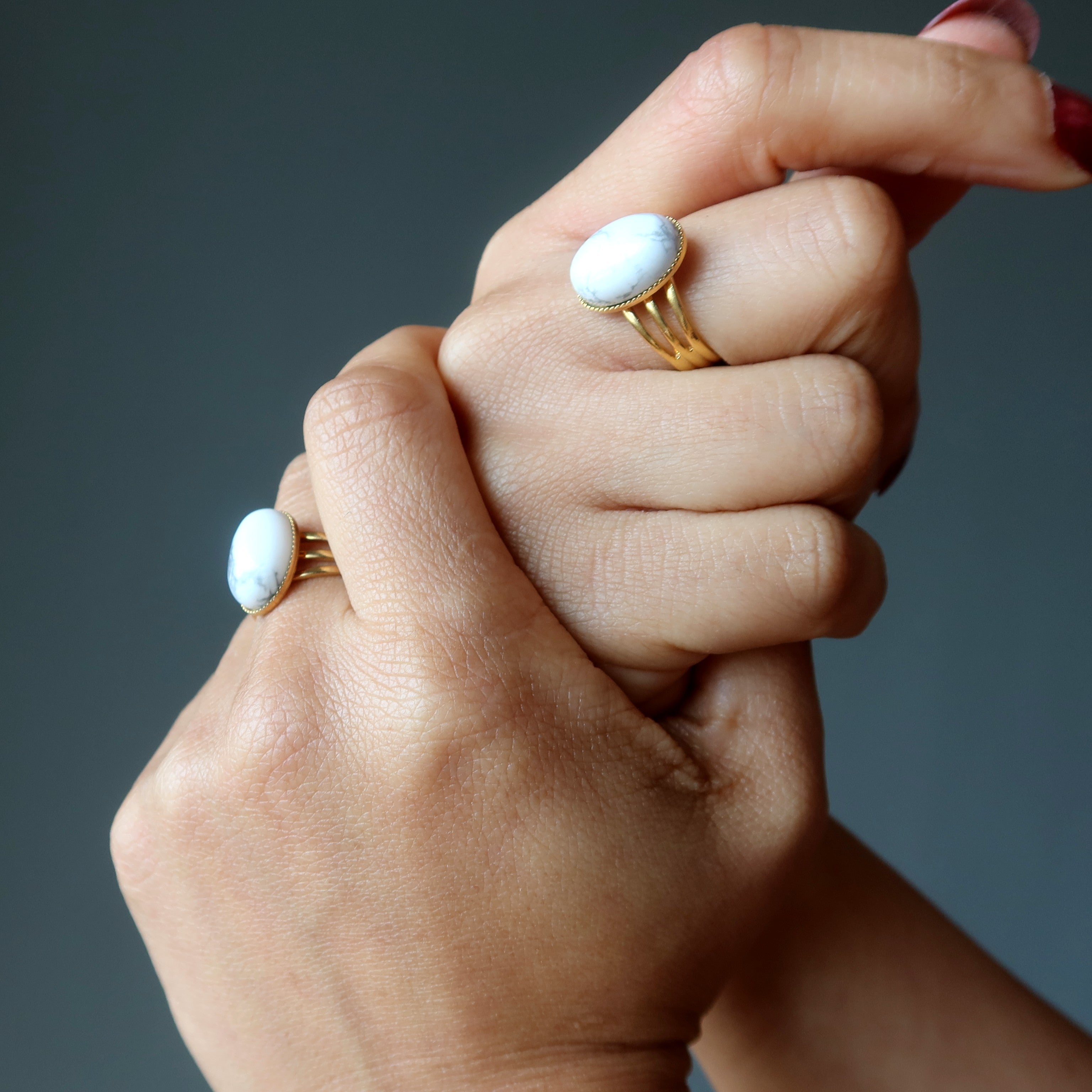 Howlite Ring Peak Performance Gem Gold Adjustable