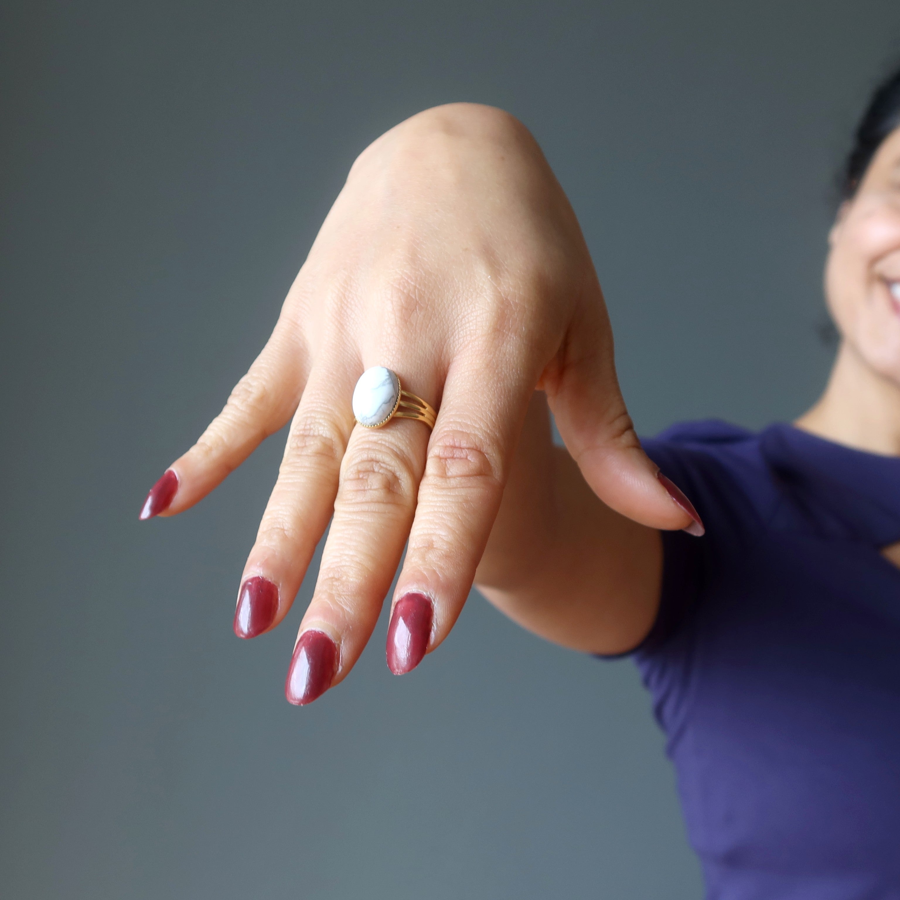 Howlite Ring Peak Performance Gem Gold Adjustable