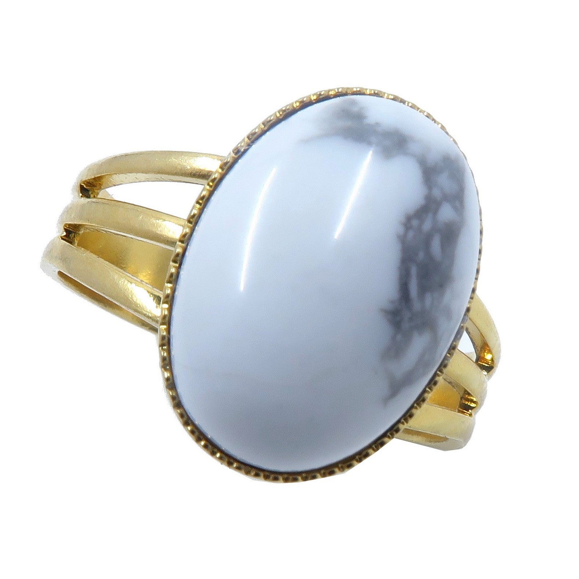 Howlite Ring Peak Performance Gem Gold Adjustable
