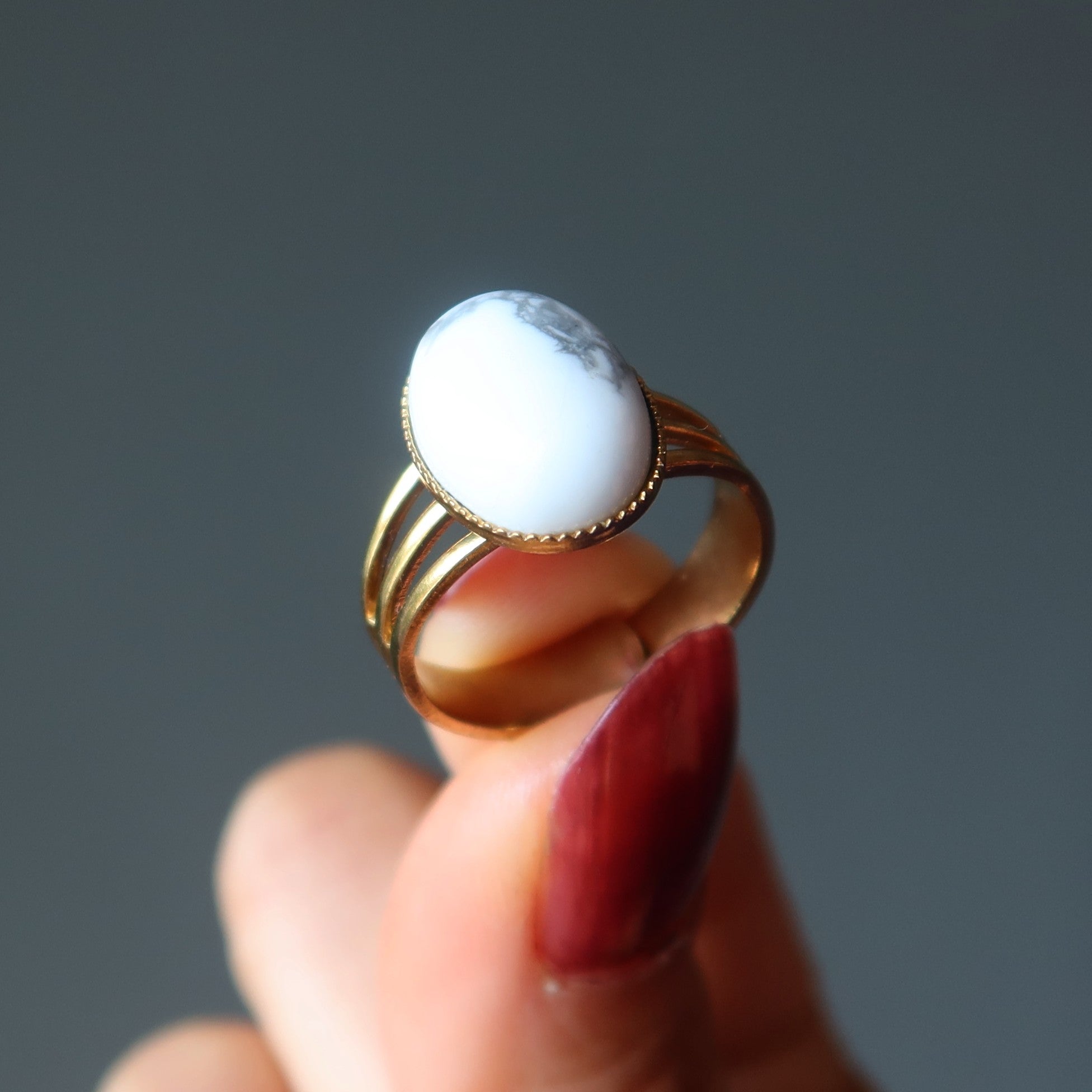 Howlite Ring Peak Performance Gem Gold Adjustable