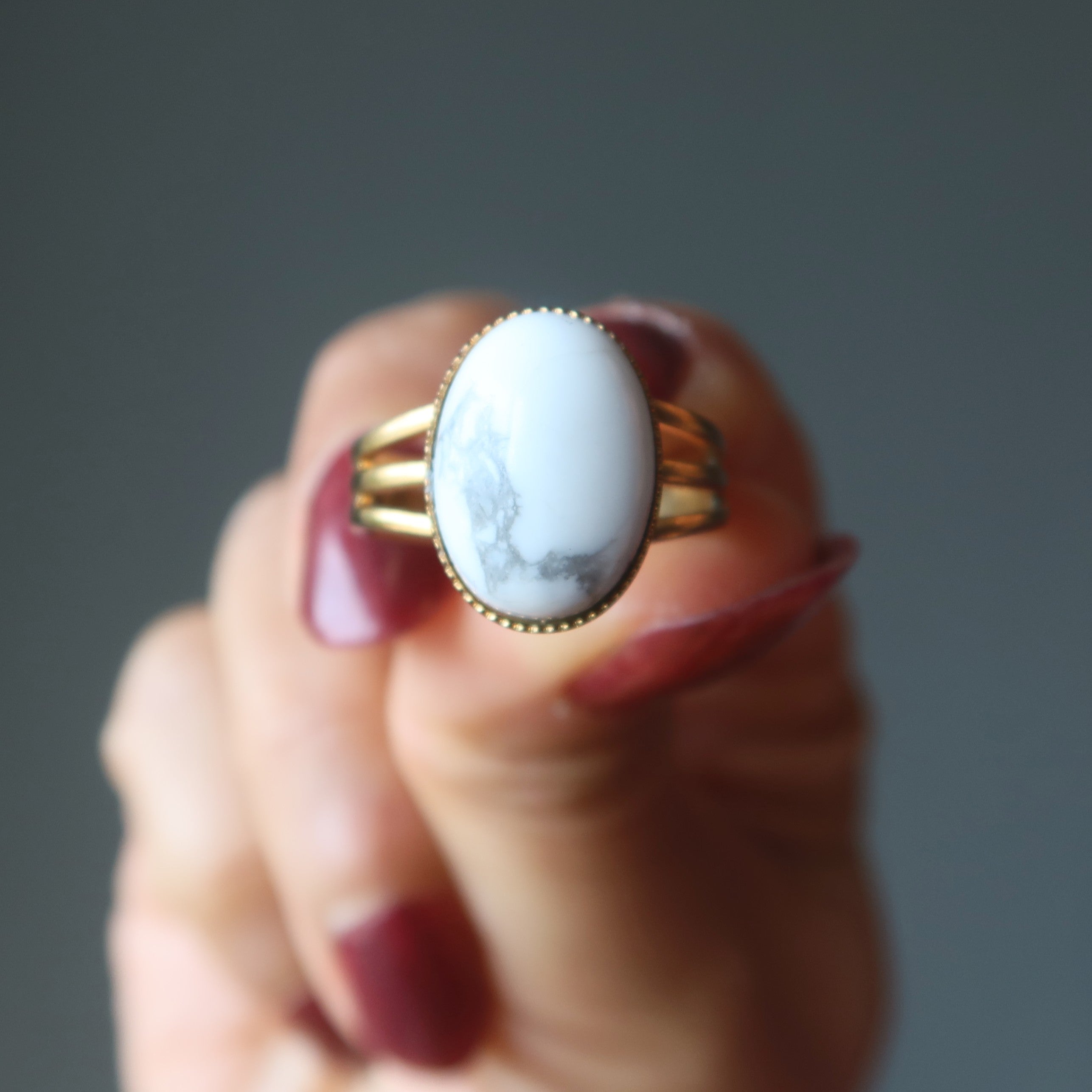 Howlite Ring Peak Performance Gem Gold Adjustable