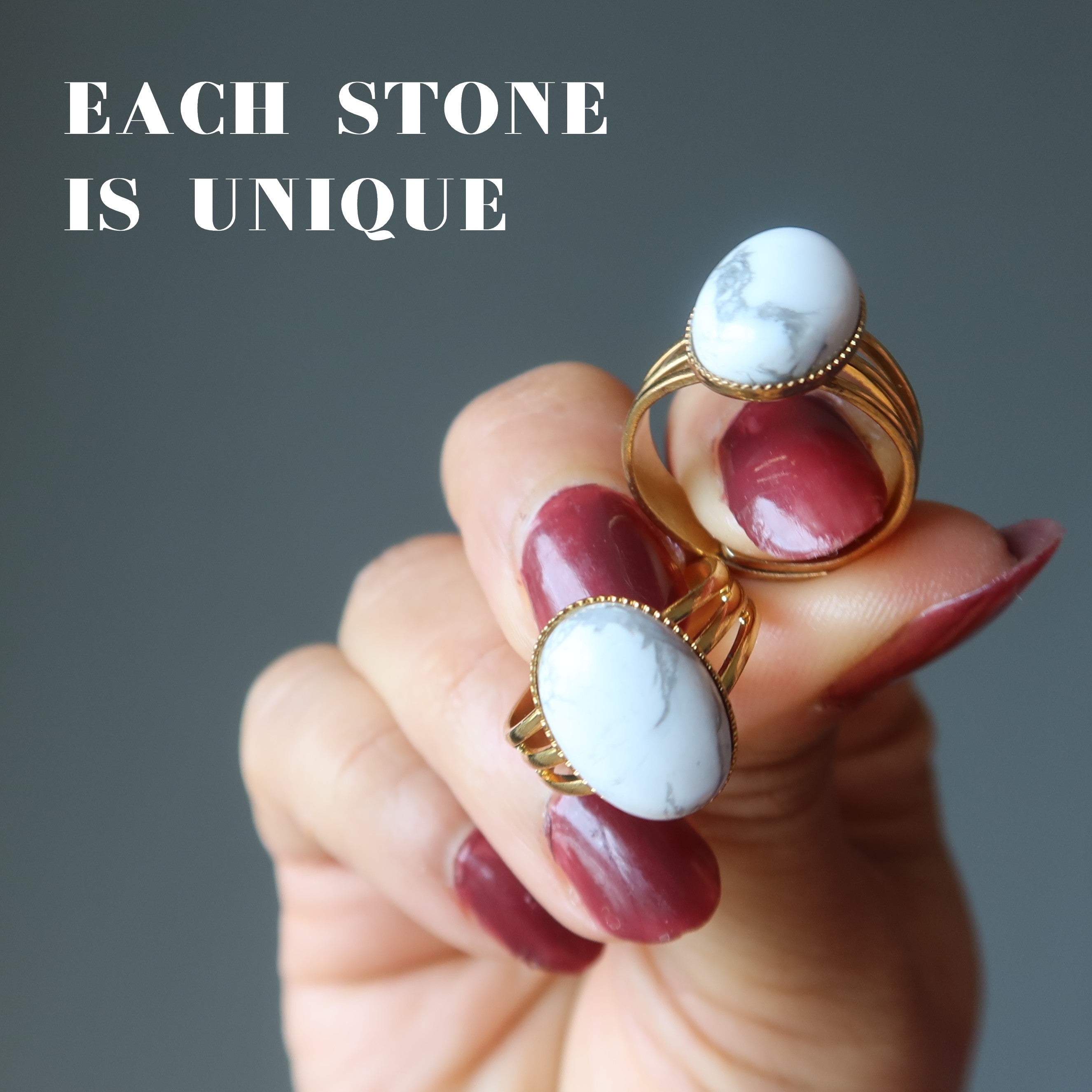 Howlite Ring Peak Performance Gem Gold Adjustable