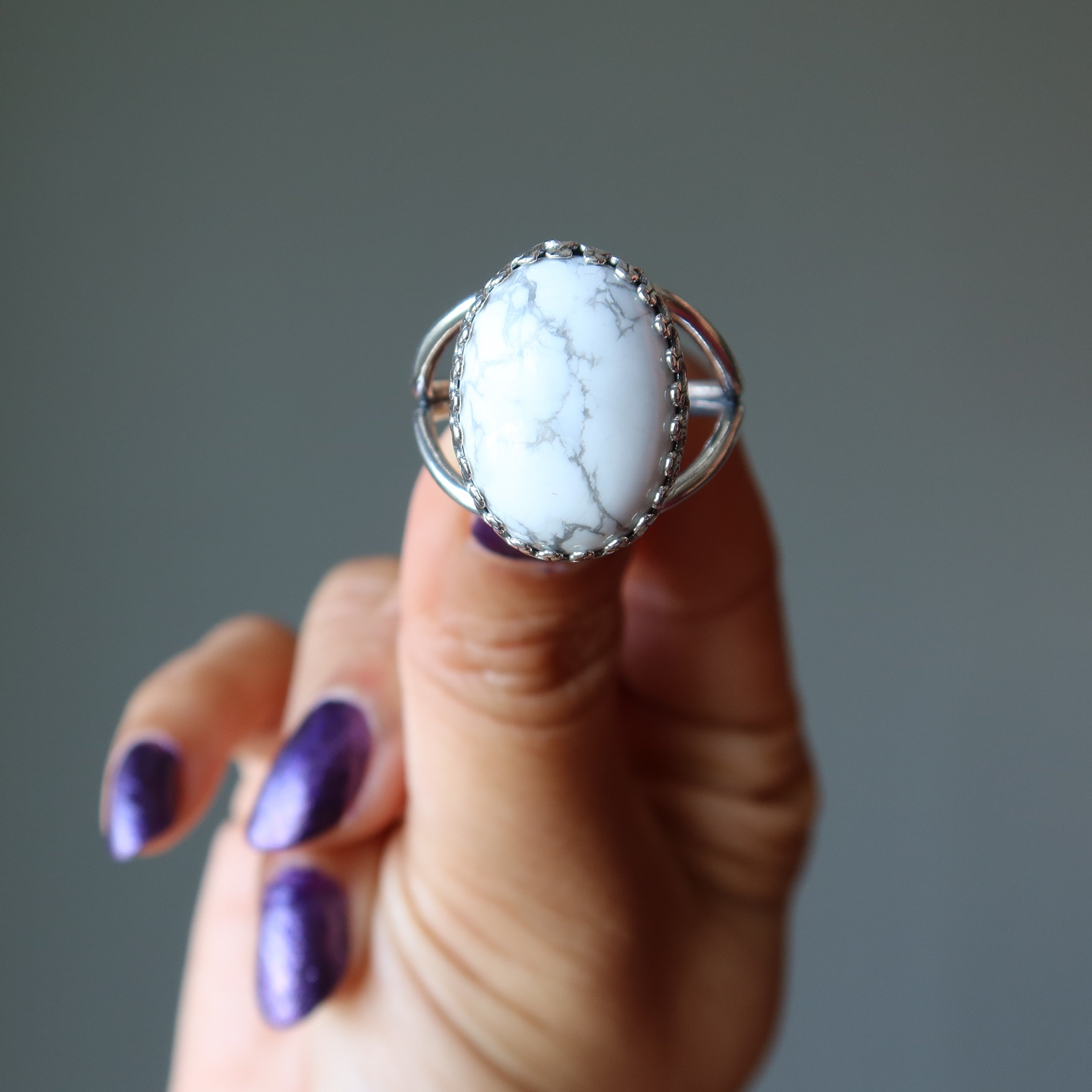 Howlite Ring White Spirit Sterling Silver Adjustable