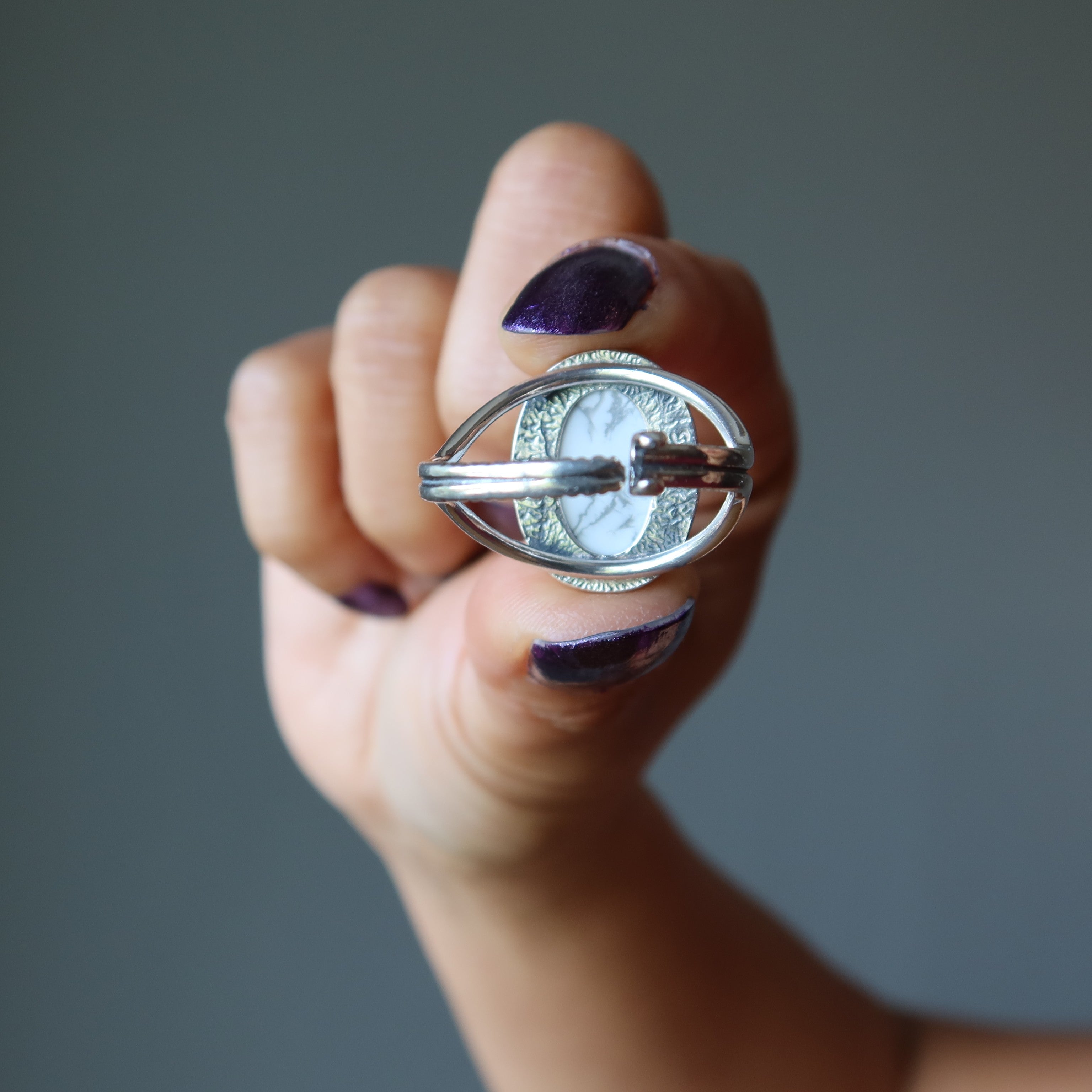 Howlite Ring White Spirit Sterling Silver Adjustable