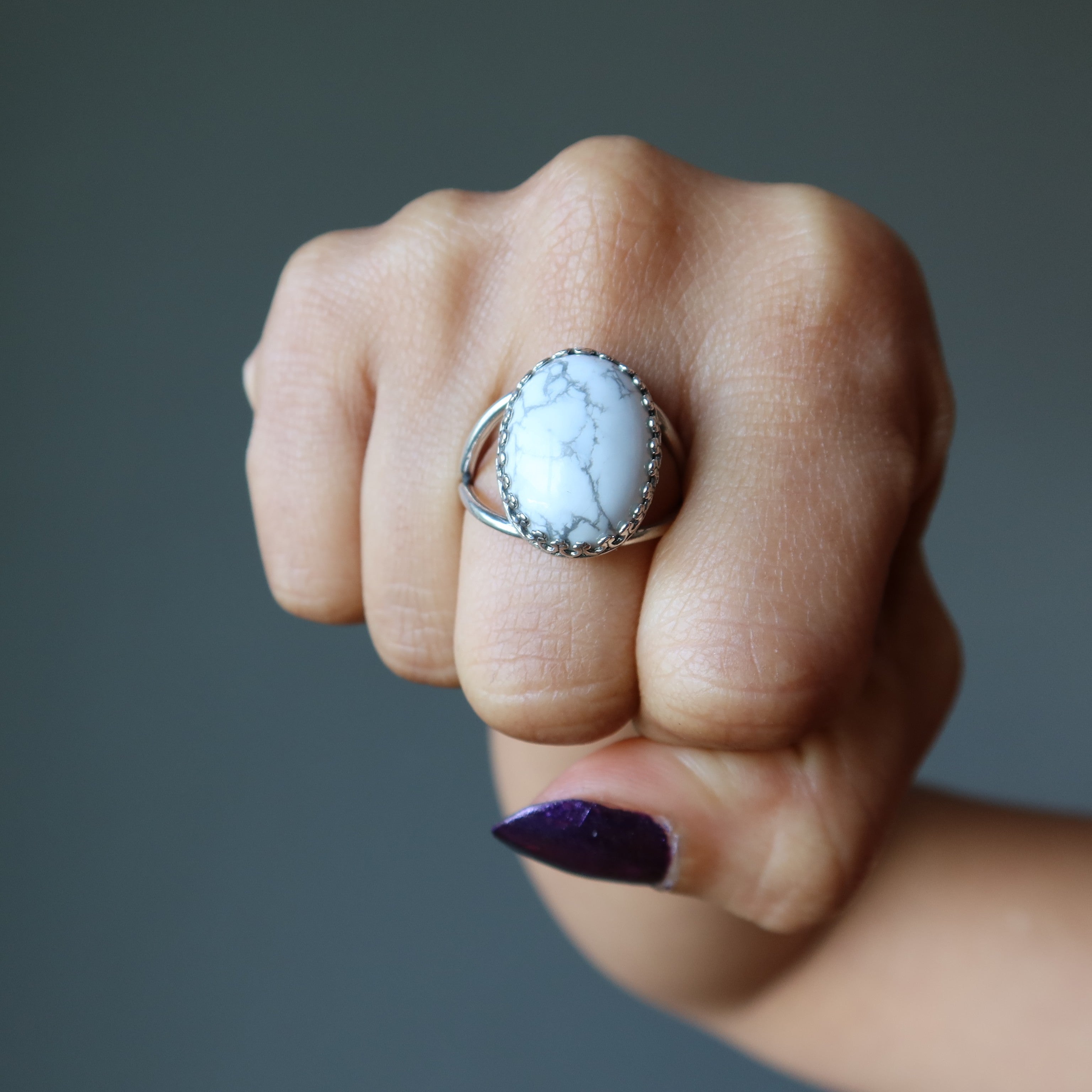 Howlite Ring White Spirit Sterling Silver Adjustable
