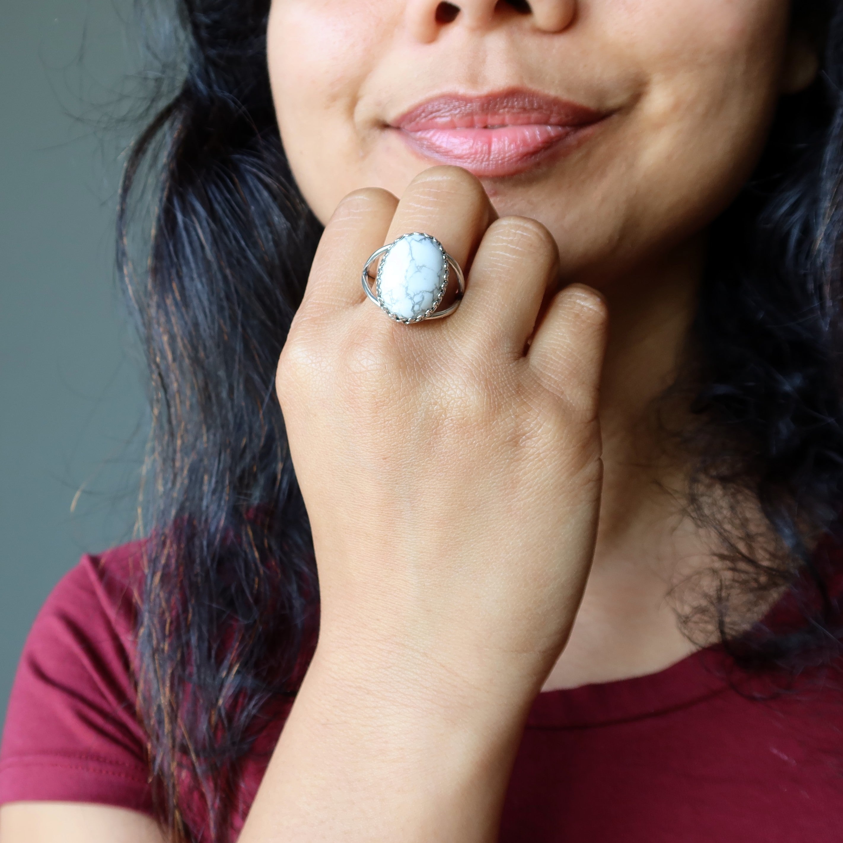 Howlite Ring White Spirit Sterling Silver Adjustable
