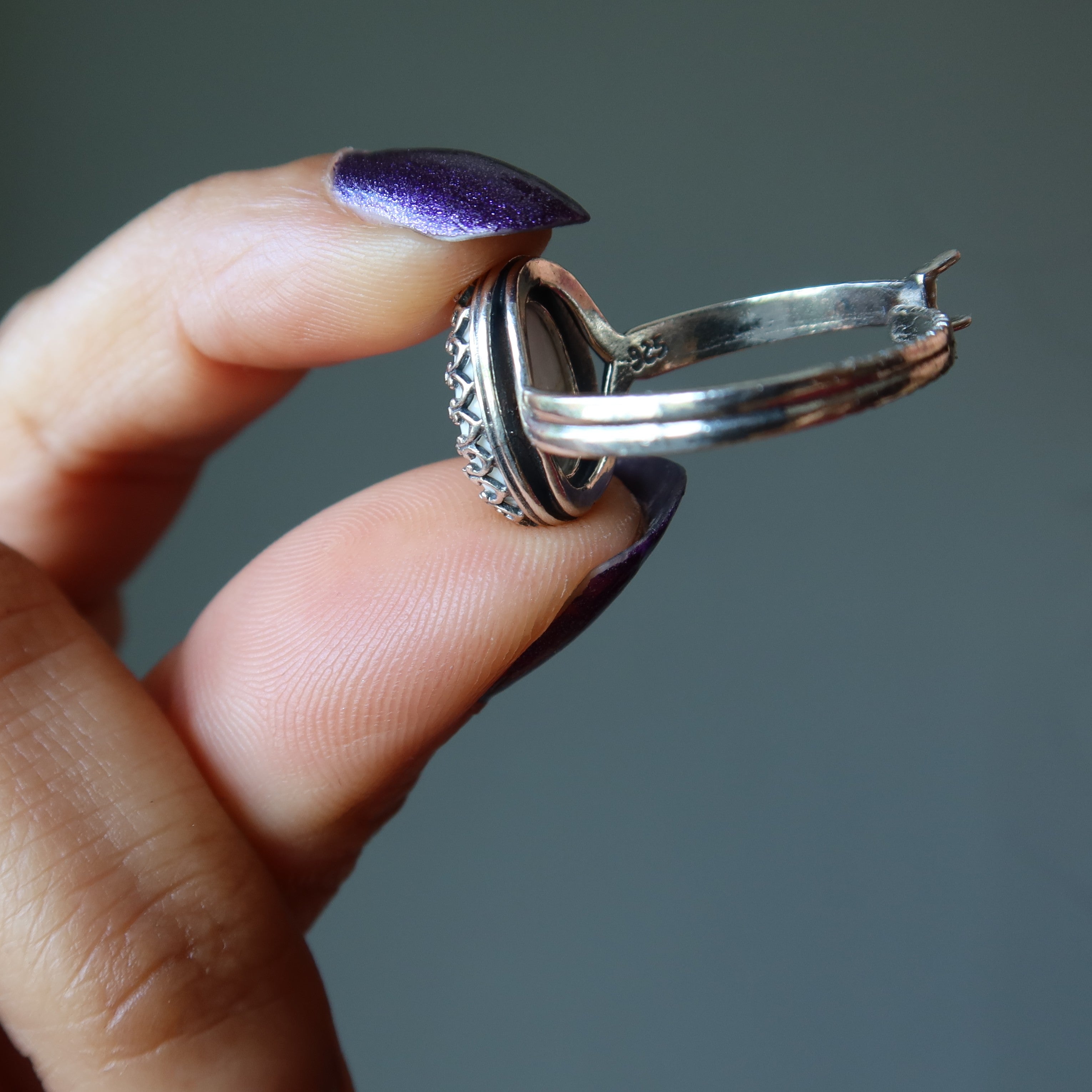 Bague en Howlite Montagne Blanche Argent Sterling Ajustable