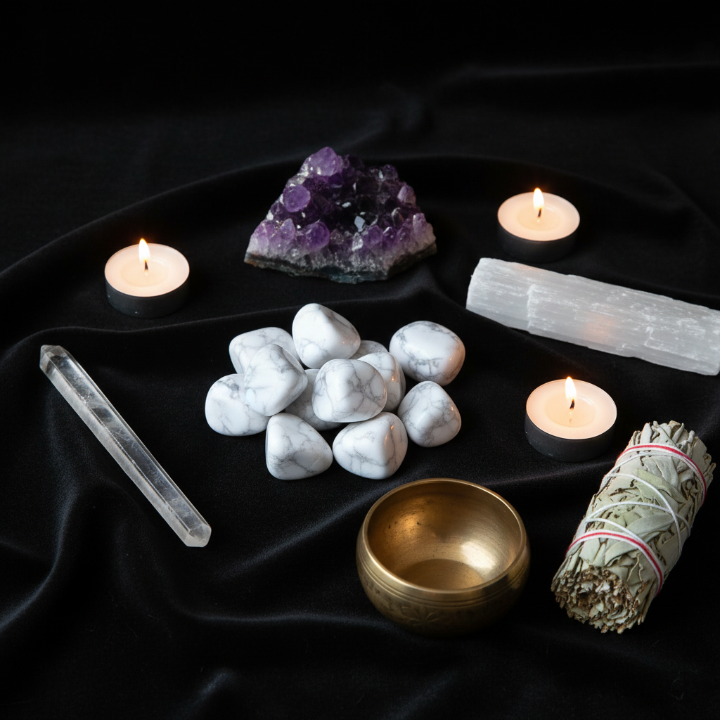 Howlite Pierre Roulée Cristal Chevalier Blanc