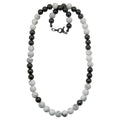 Howlite Necklace White Stones Beaded Gunmetal