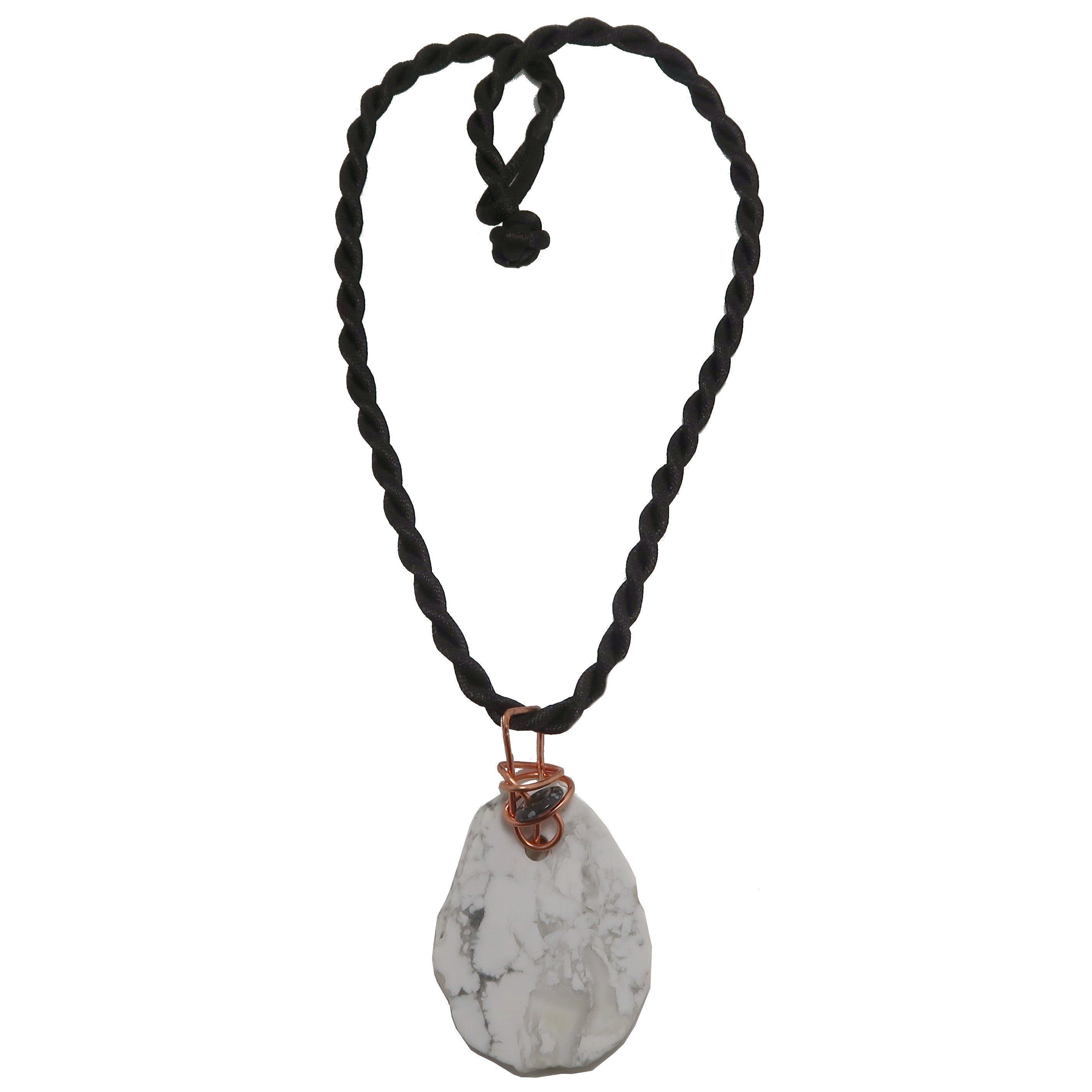 Collier Howlite Pierre Apaisante Obsidienne Flocon de Neige