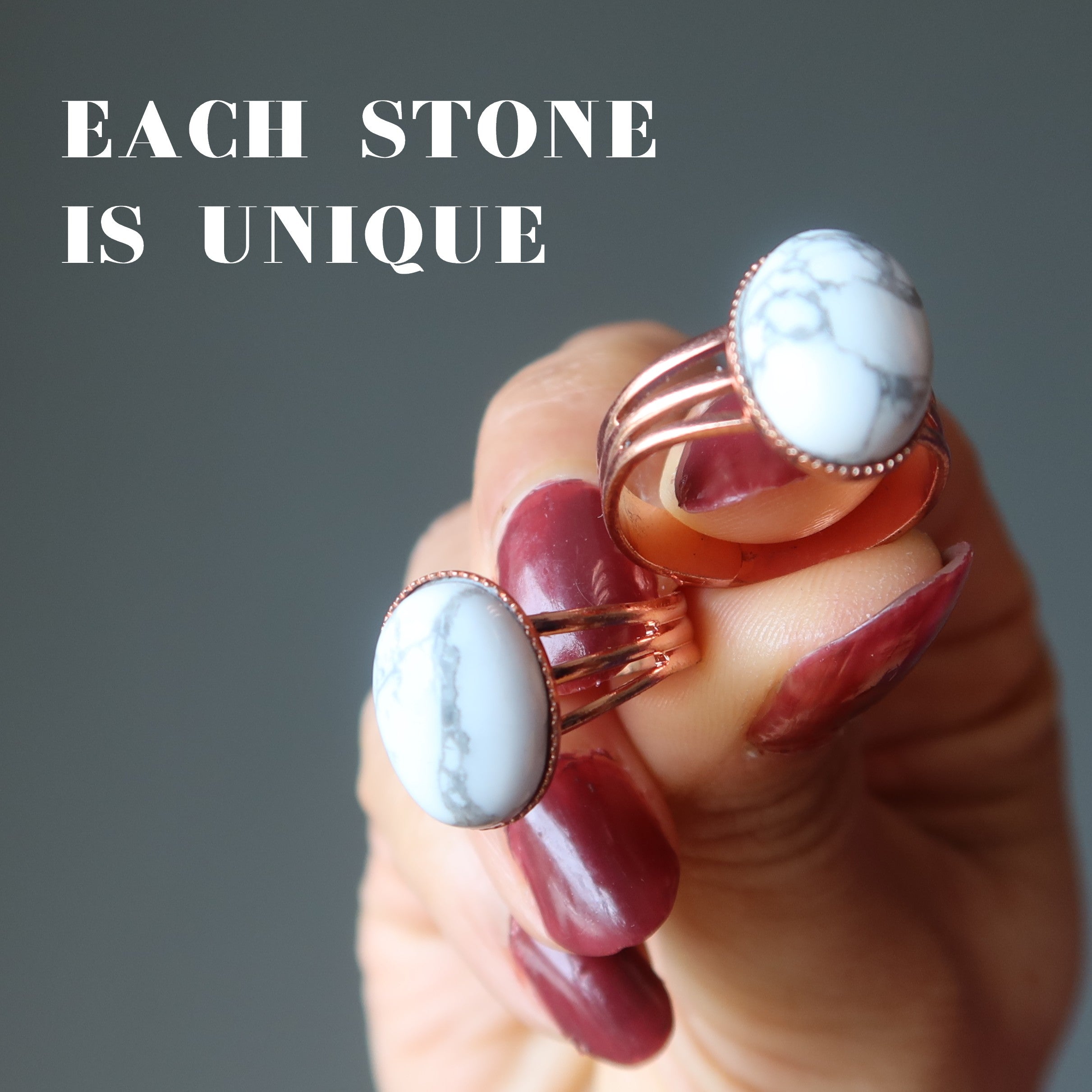 Howlite Ring Positive Energy Copper Adjustable