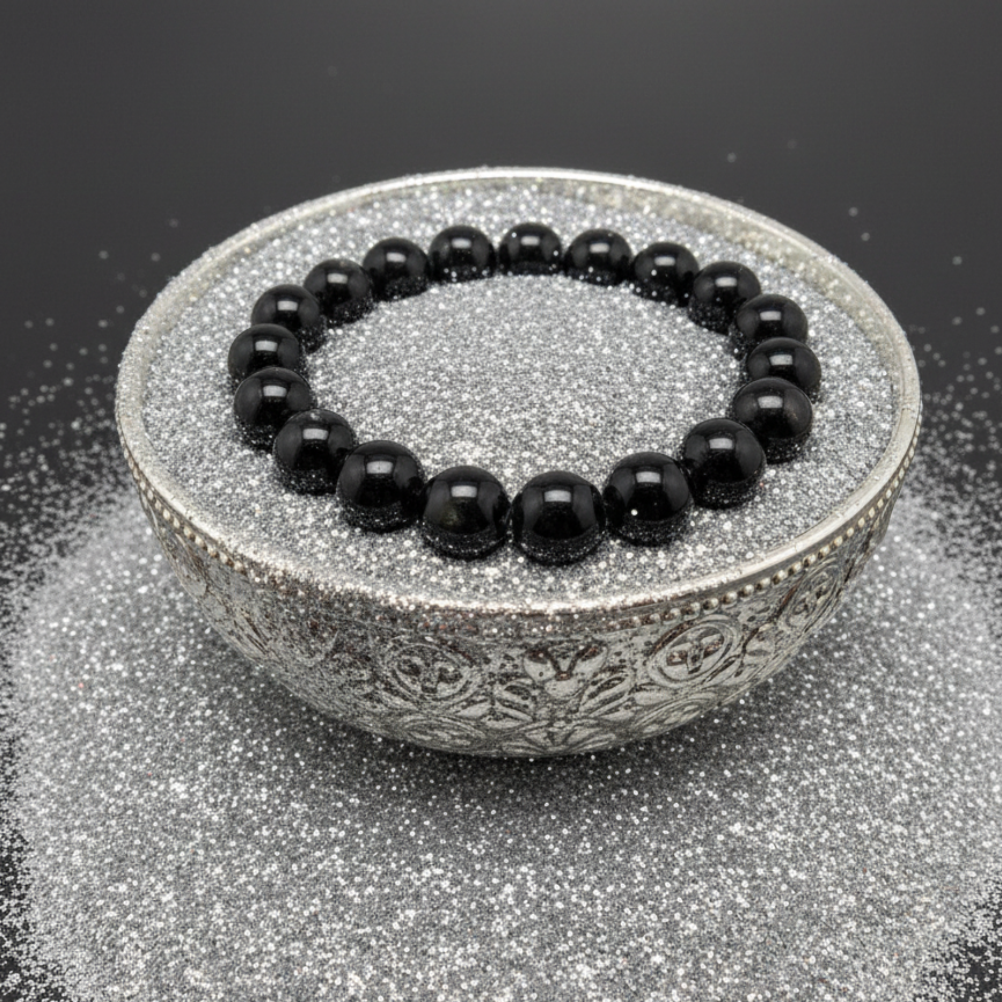 Hypersthene Bracelet Black Silver Sheen Gemstones Occult