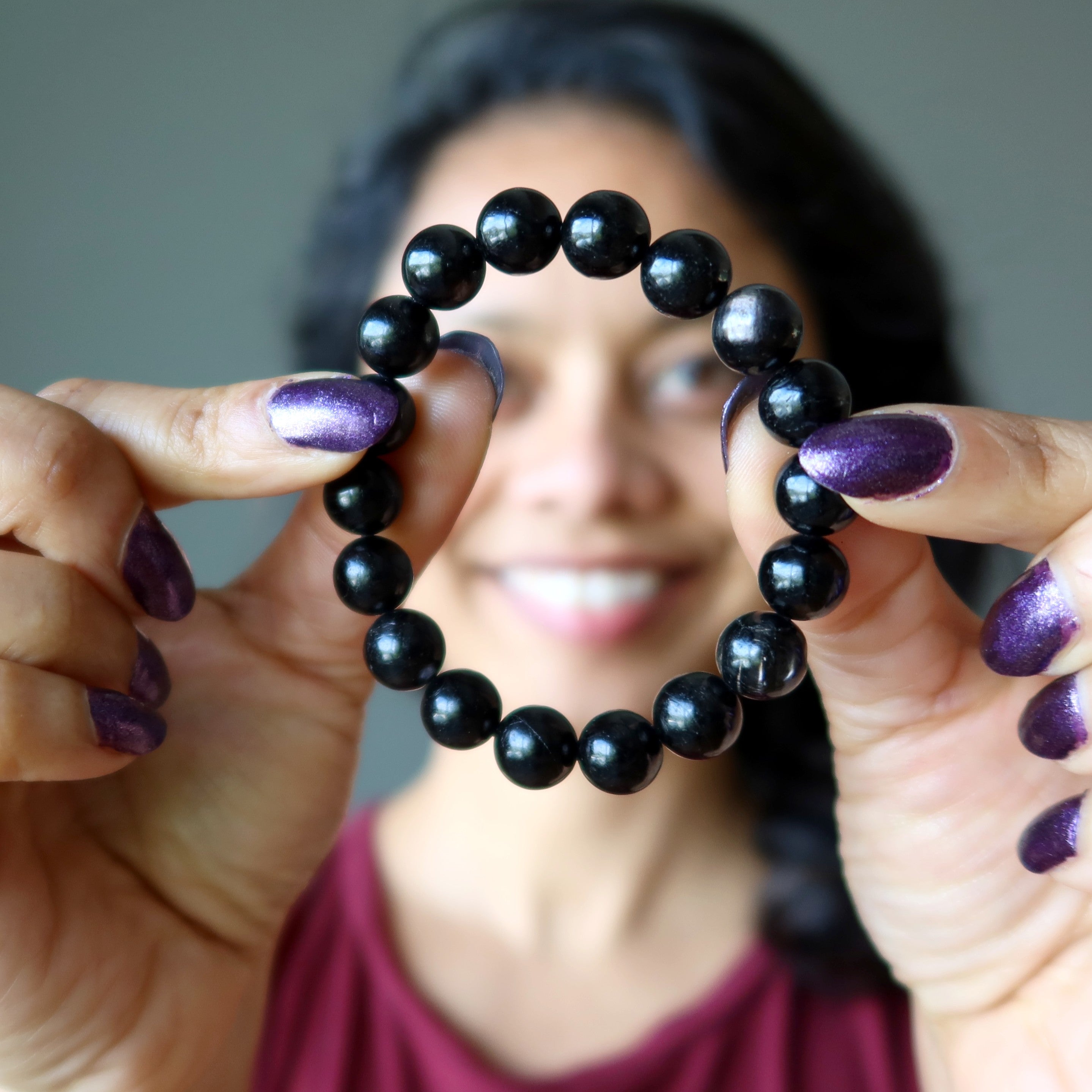 Hypersthene Bracelet Black Silver Sheen Gemstones Occult