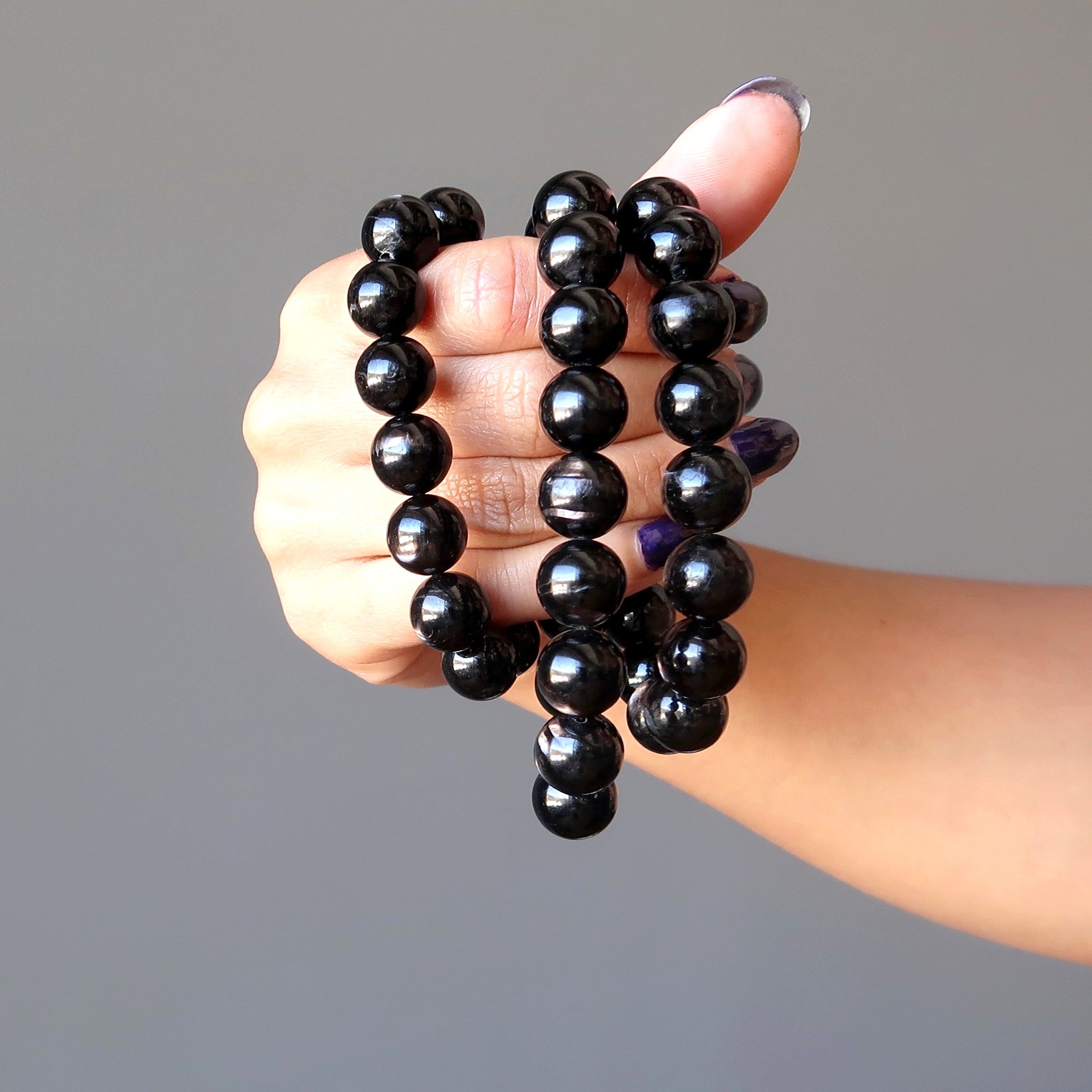 Hypersthene Bracelet Black Silver Sheen Gemstones Occult