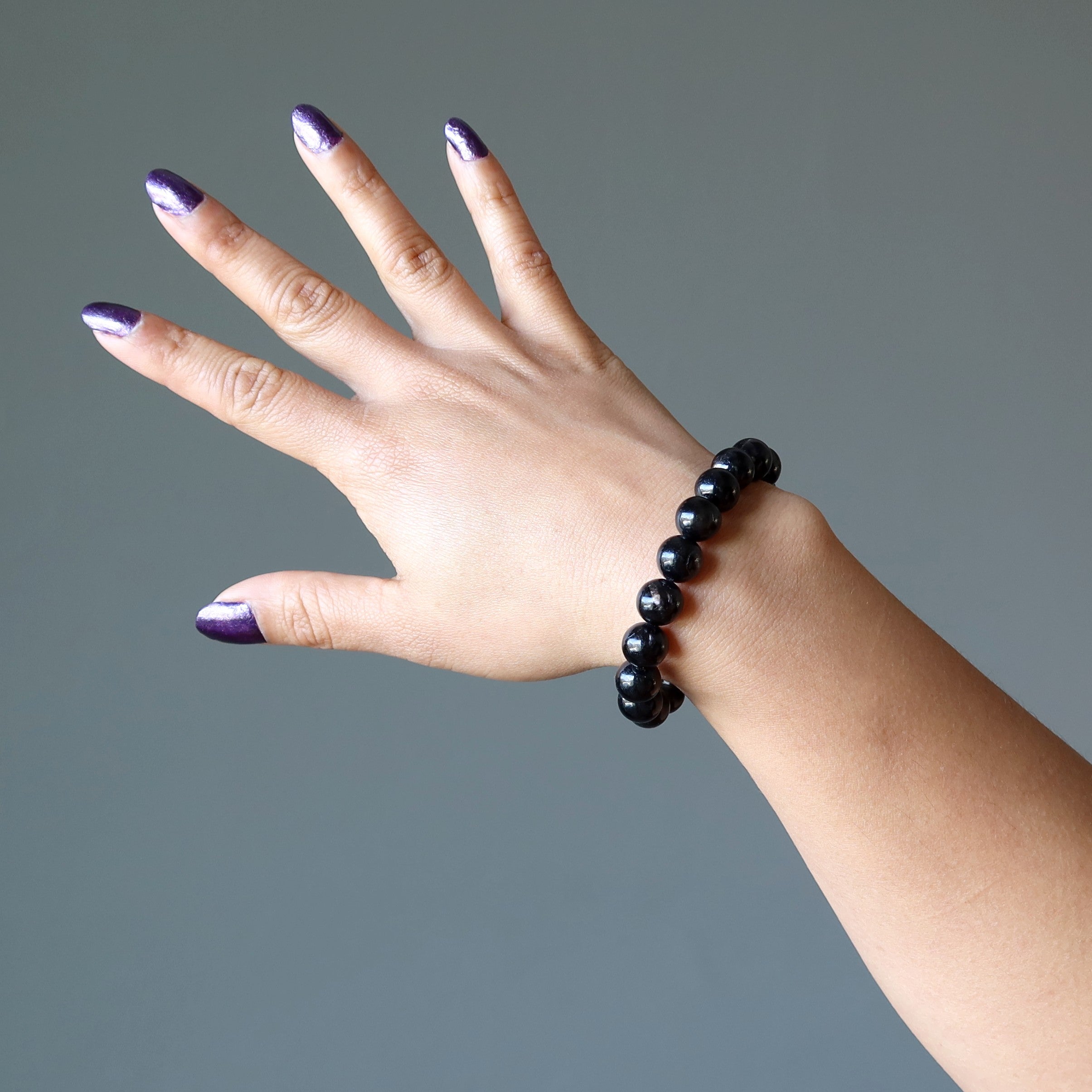 Hypersthene Bracelet Black Silver Sheen Gemstones Occult