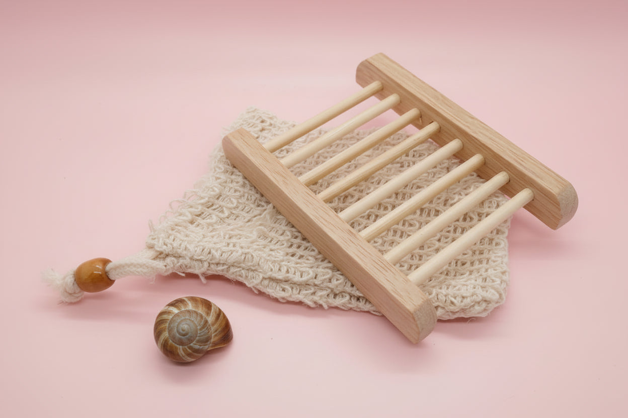 Bambus Seifenablage | Sisal Netz Seifenbeutel