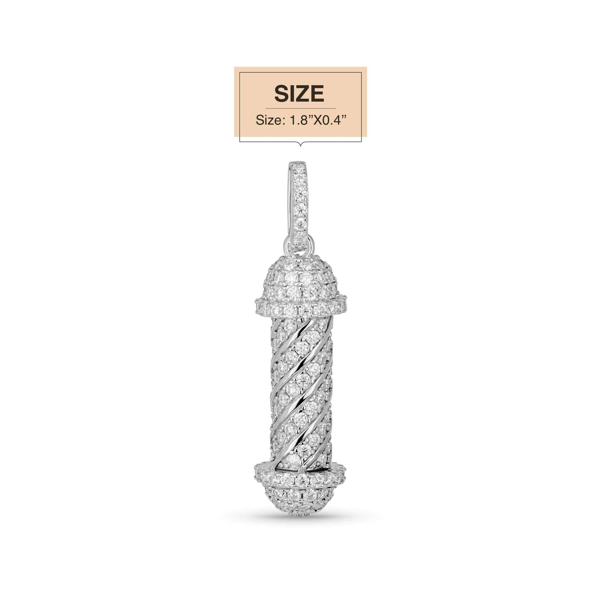 Moissanite Barber Pole Pendant in 925 Sterling Silver