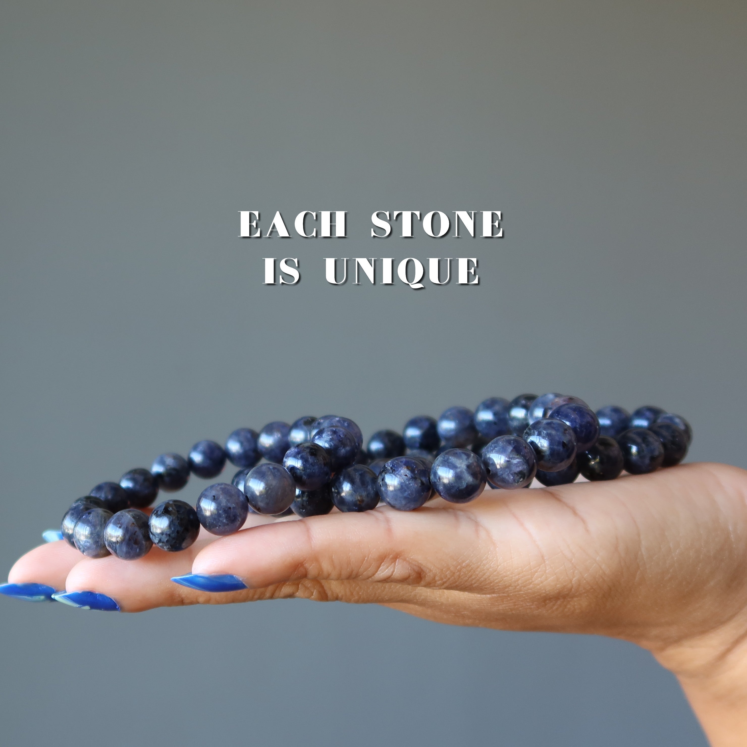 Iolite Bracelet Natural Indigo Blue Stone Financial Freedom
