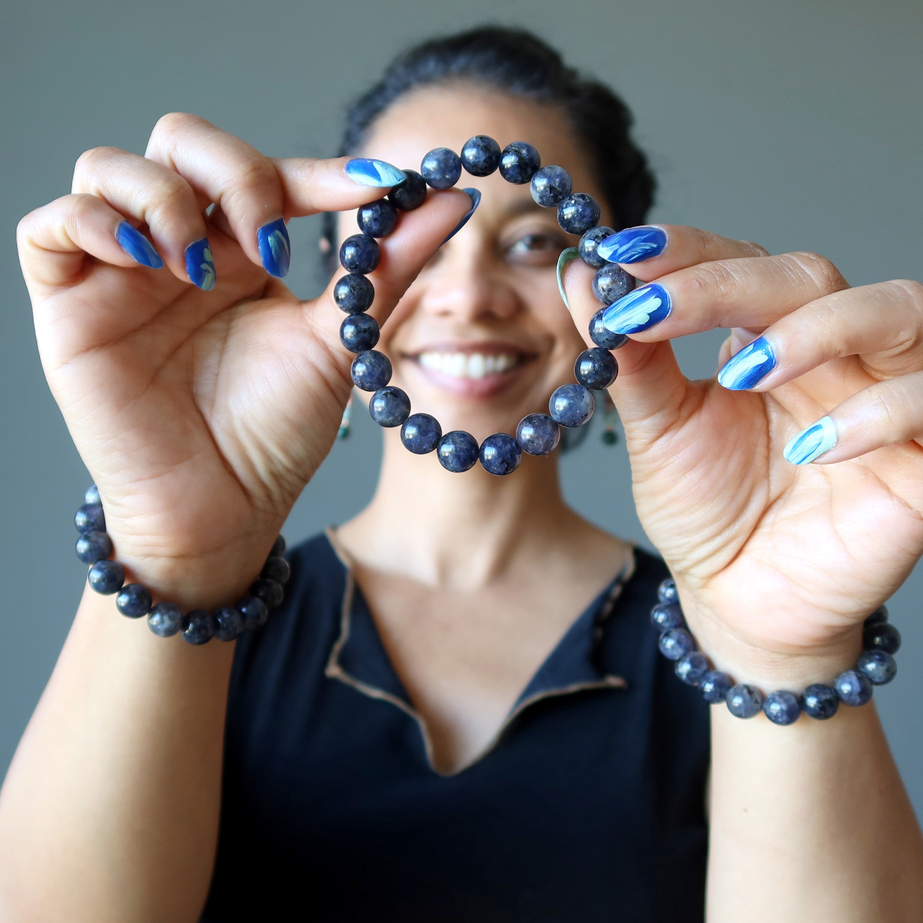 Iolite Bracelet Natural Indigo Blue Stone Financial Freedom
