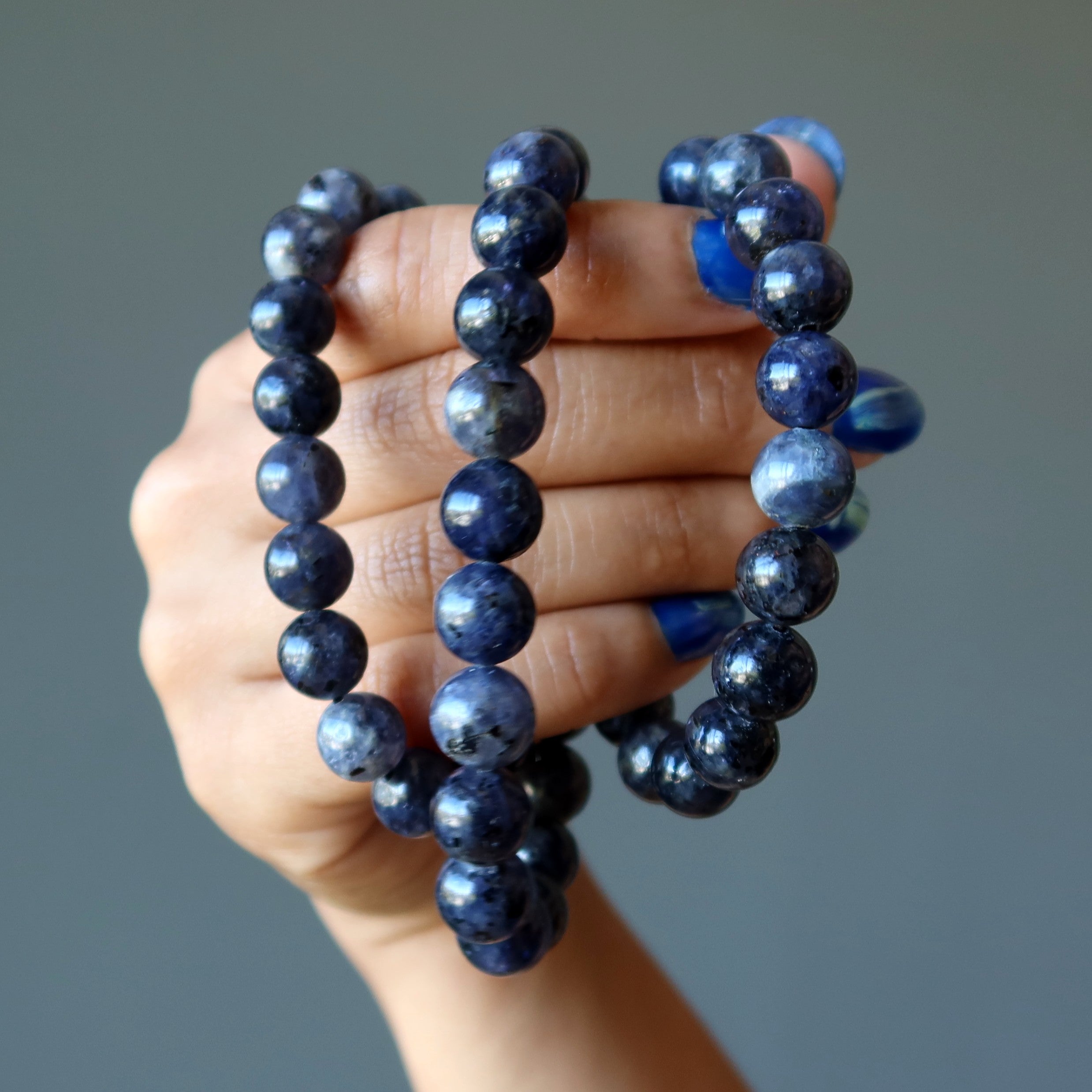 Iolite Bracelet Natural Indigo Blue Stone Financial Freedom