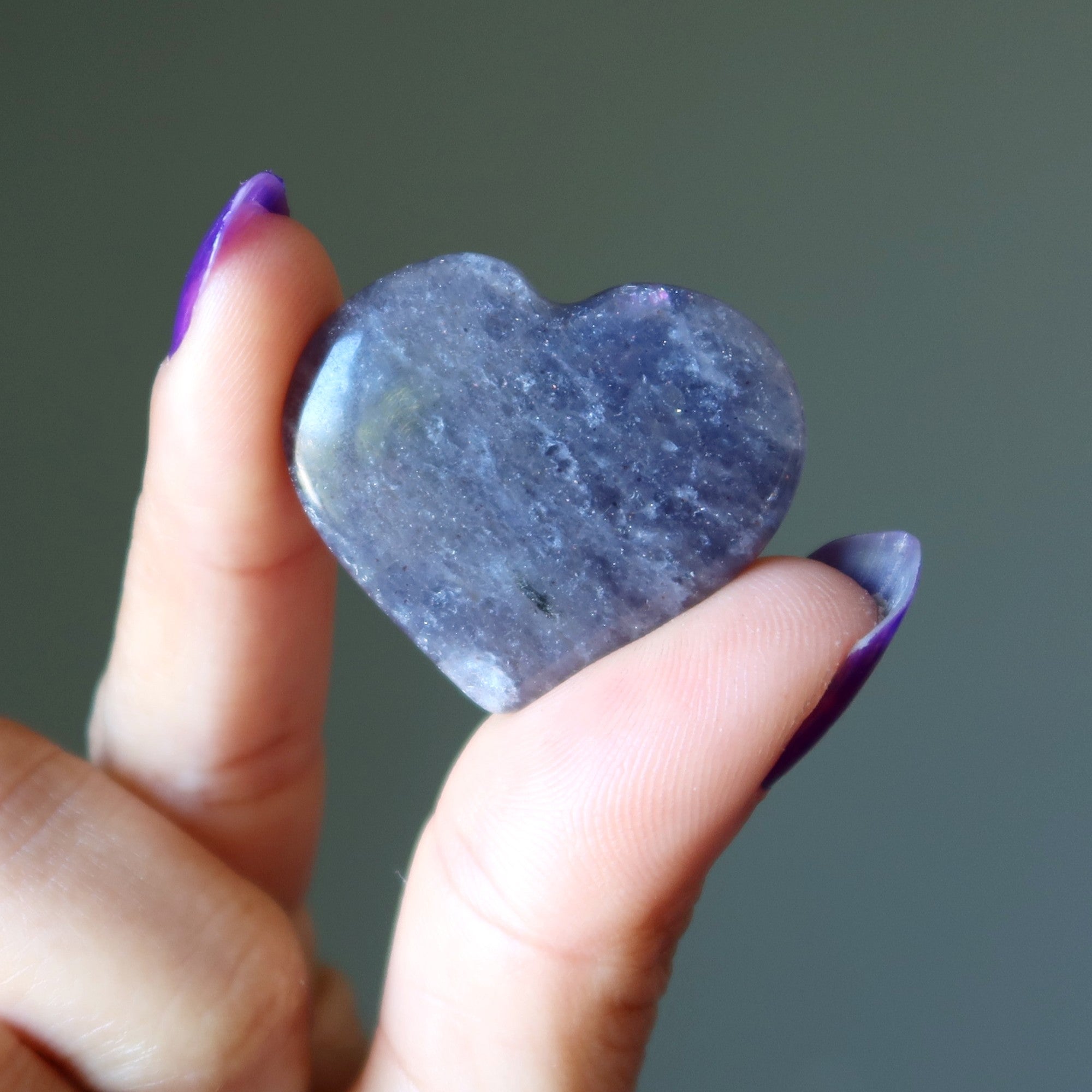 Iolite Heart Crack the Code Blue Purple Stone