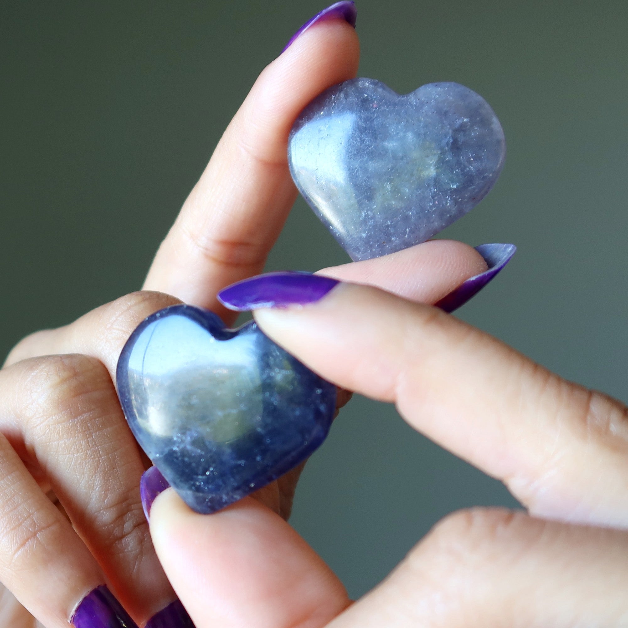 Iolite Heart Crack the Code Blue Purple Stone
